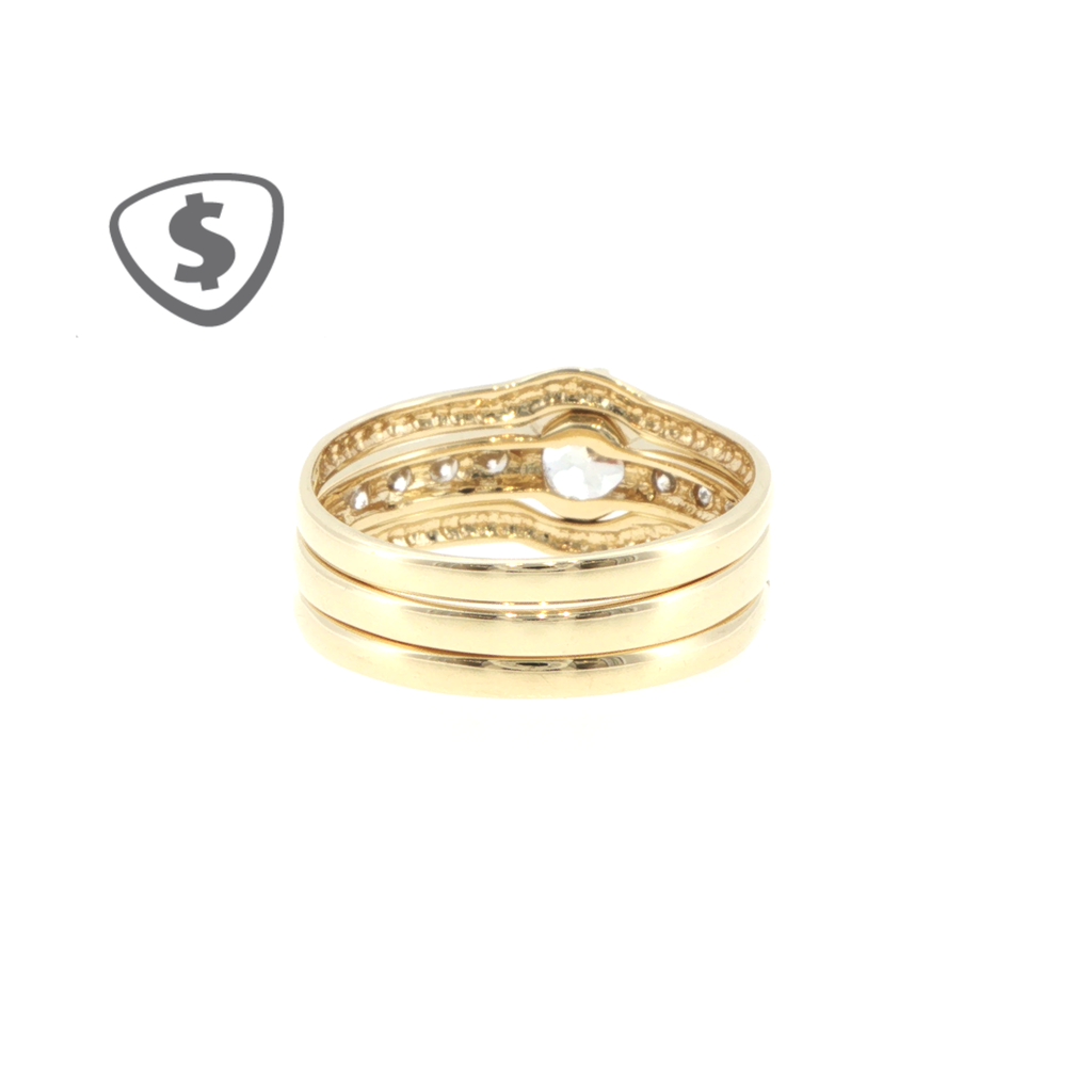 9ct Yellow Gold Engagement Ring with Textured Bands