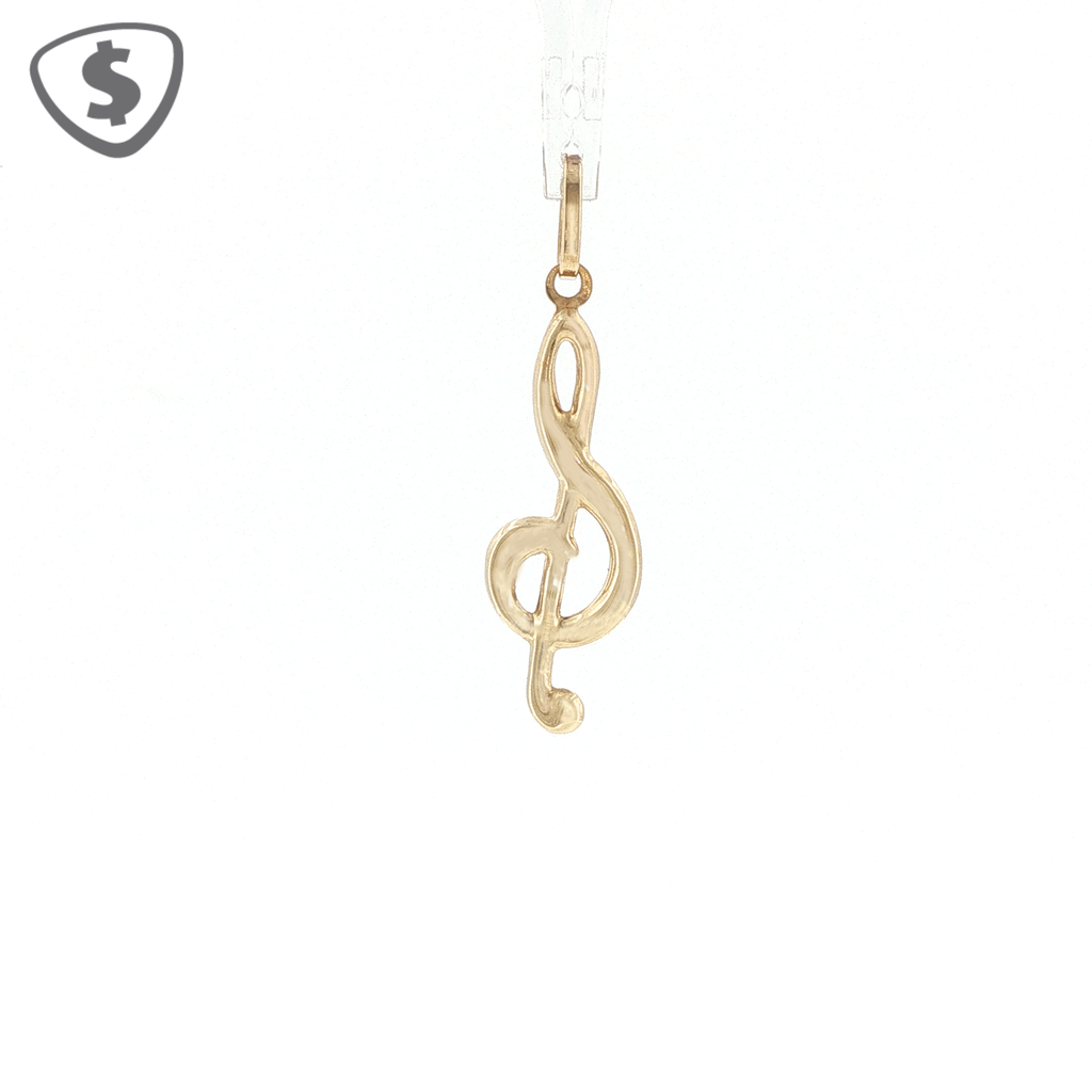 18ct Yellow Gold Treble Clef Musical Note Pendant
