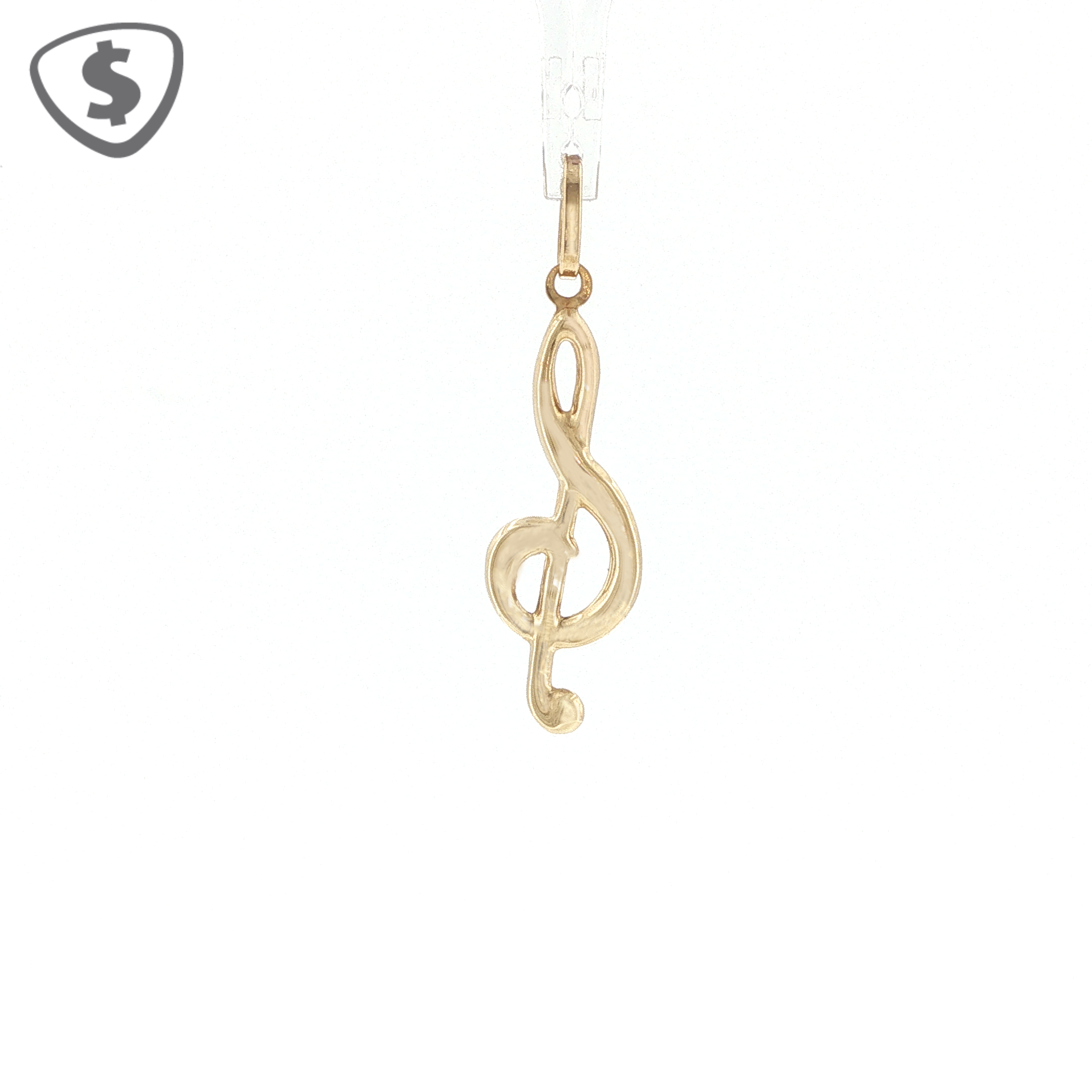 18ct Yellow Gold Treble Clef Musical Note Pendant