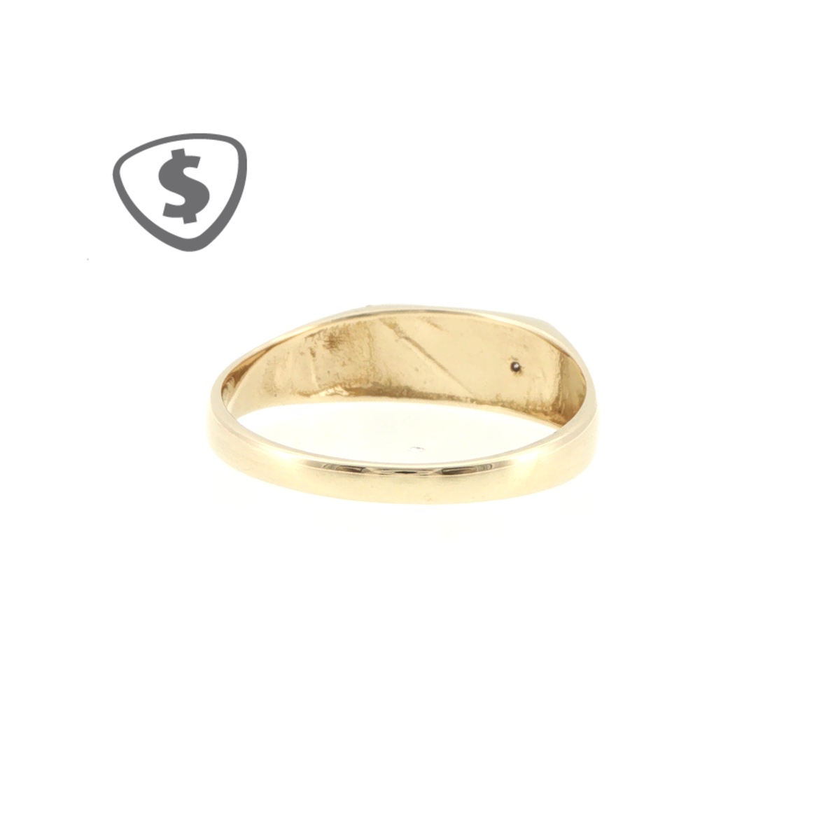 9ct Yellow Gold Diamond Accent Textured Signet Ring