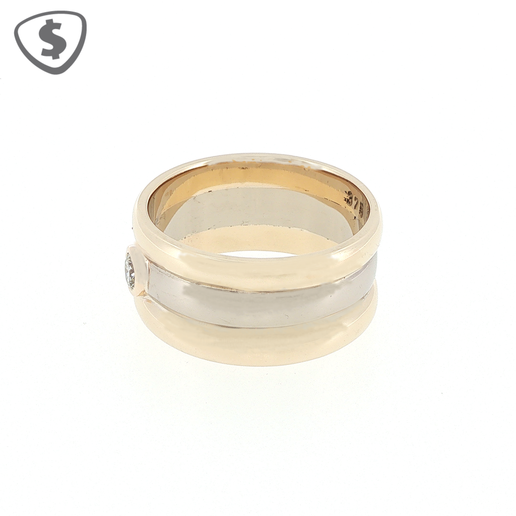 9ct Two-Tone Yellow Gold Diamond Bezel Band Ring