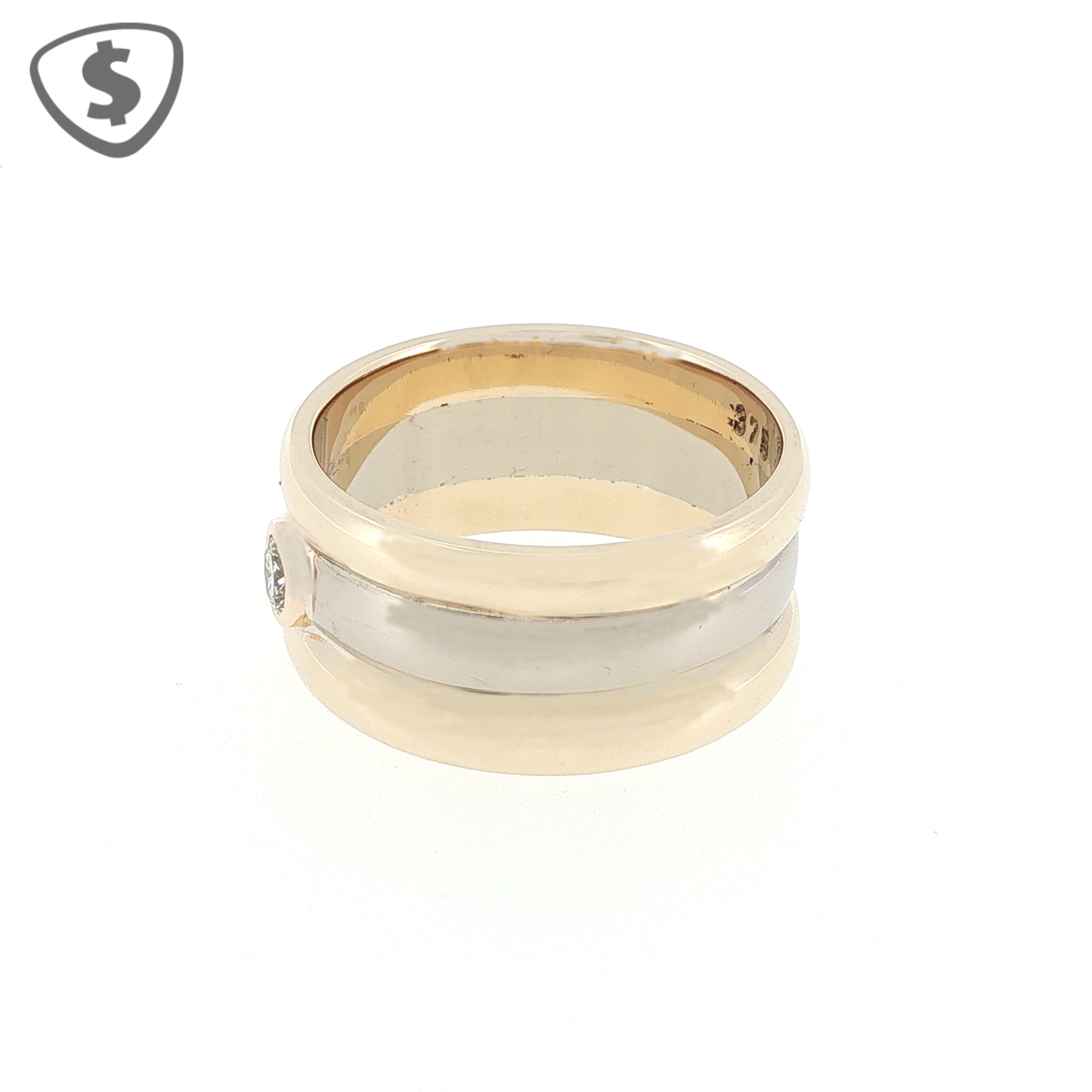 9ct Two-Tone Yellow Gold Diamond Bezel Band Ring