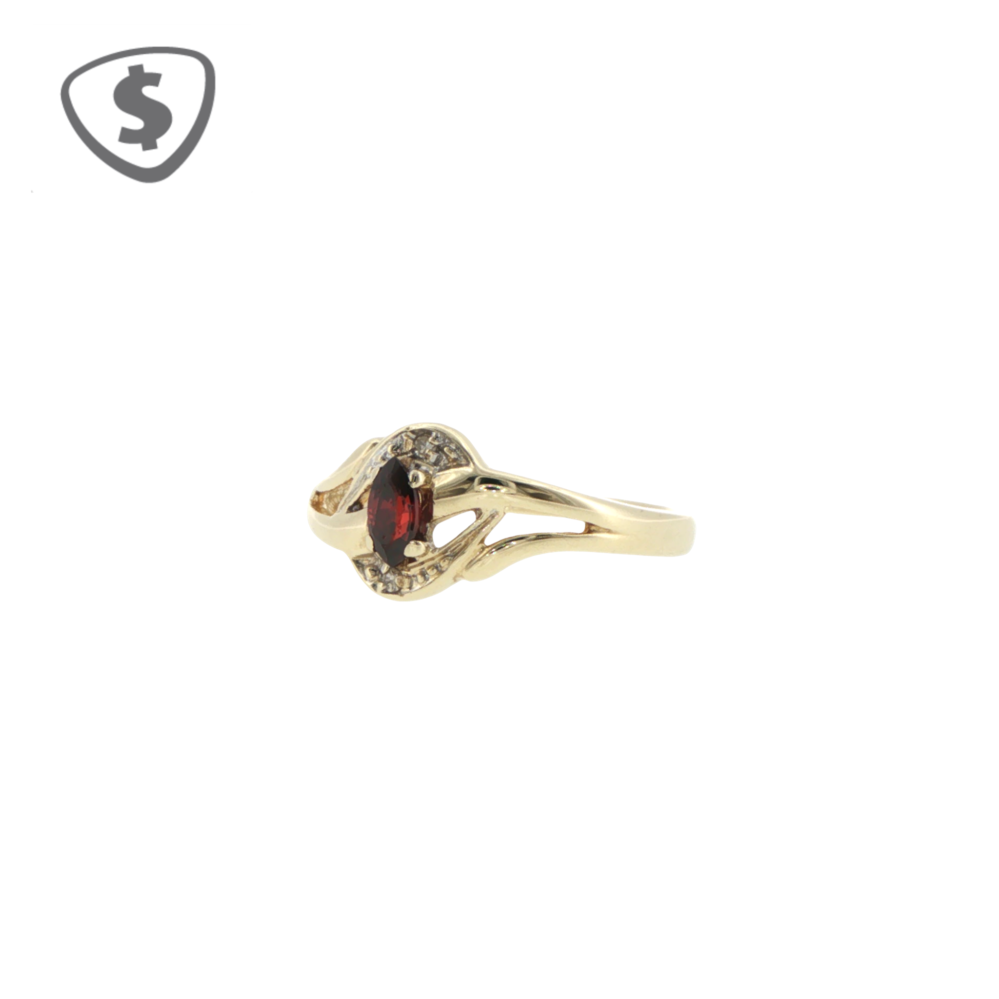 Marquise Garnet Bypass Ring in 9ct Yellow Gold