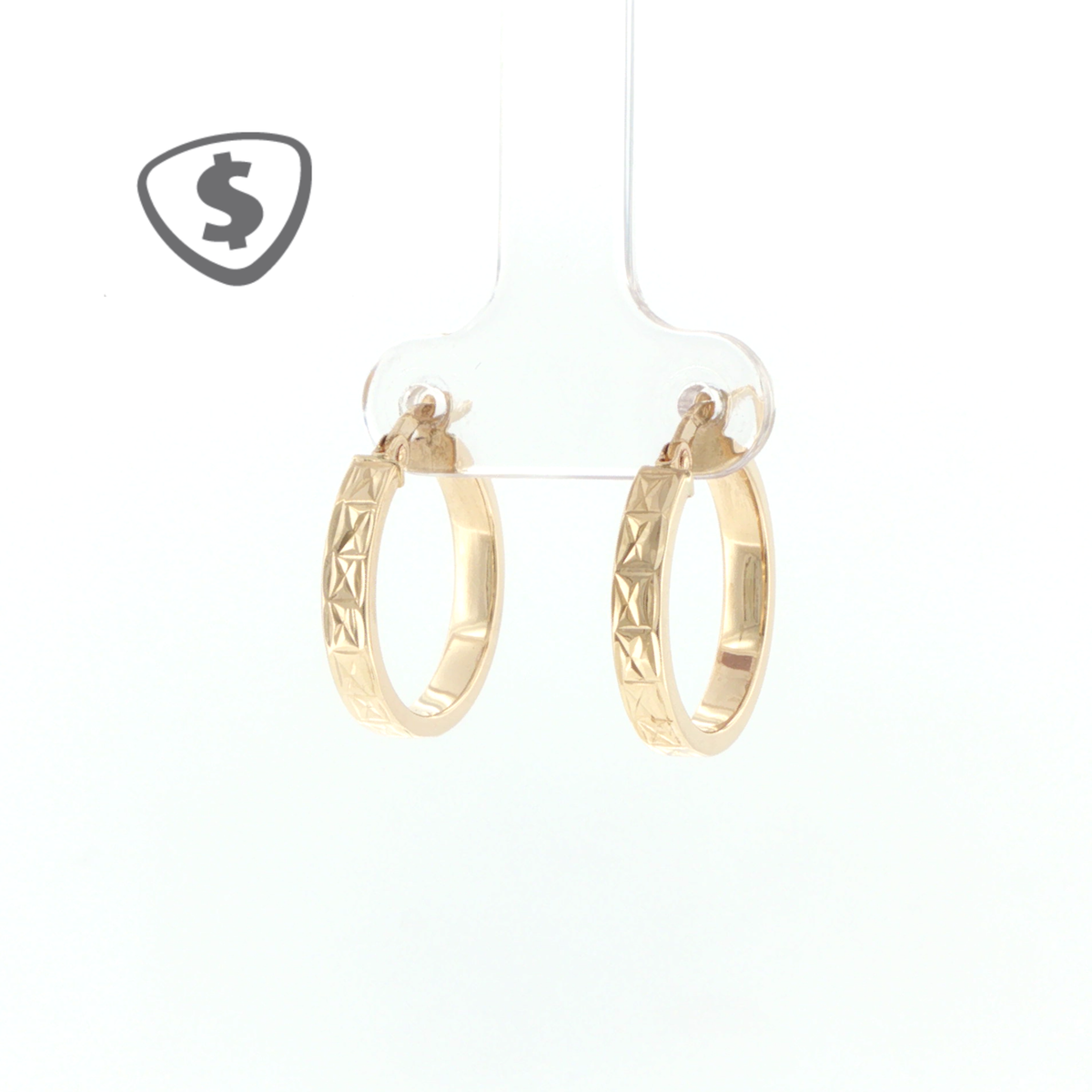 9ct Yellow Gold Geometric Textured Hoop Earrings