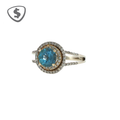 Blue Topaz Double Halo Cocktail Ring in 14ct White Gold