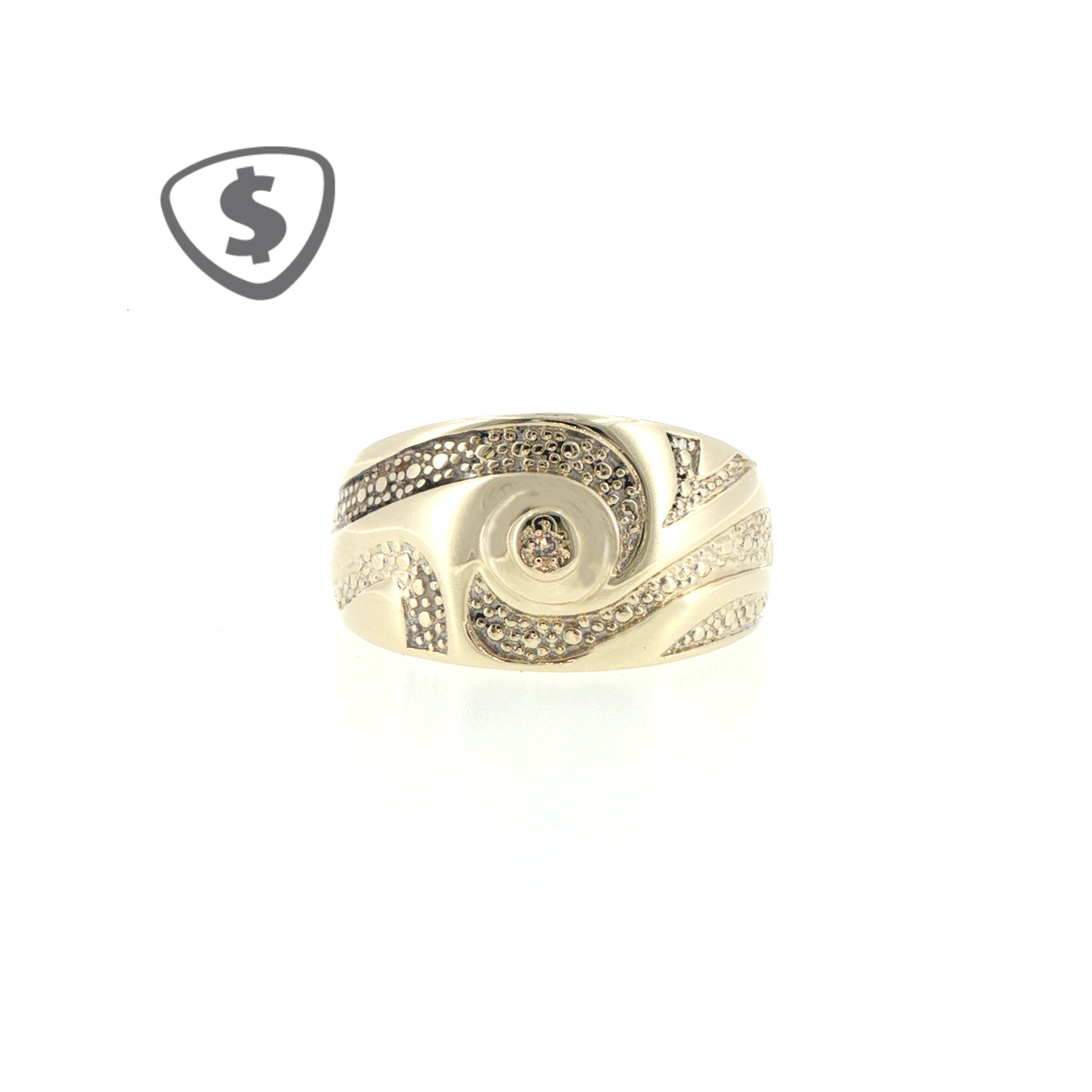 9ct Yellow Gold Diamond Swirl Signet Ring