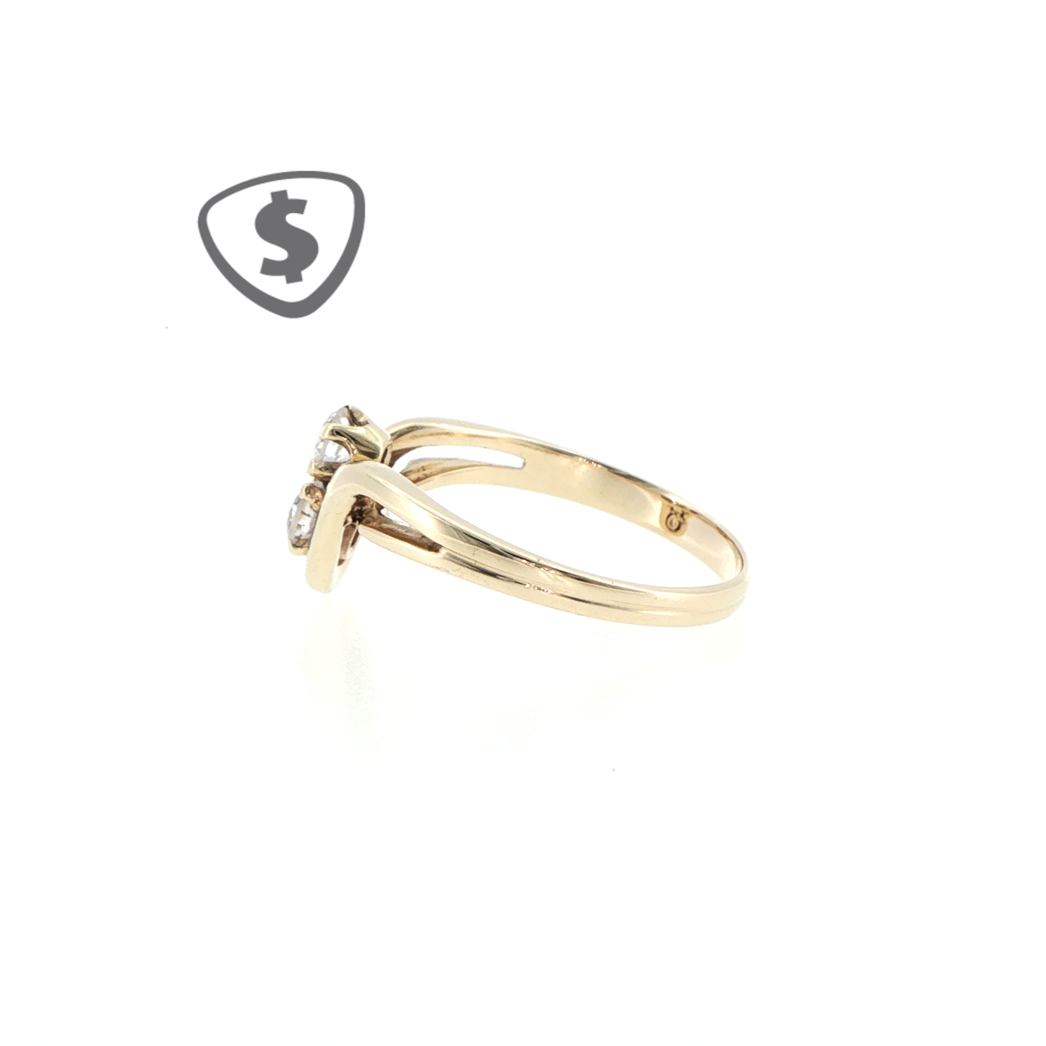 9ct Yellow Gold Curved Twin Stone Ring