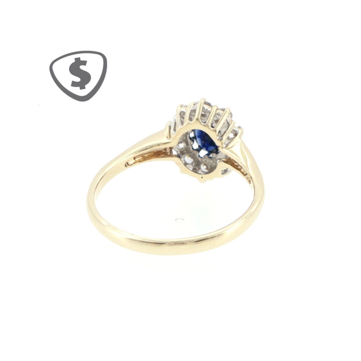 9ct Yellow Gold Deep Blue Sapphire Halo Ring