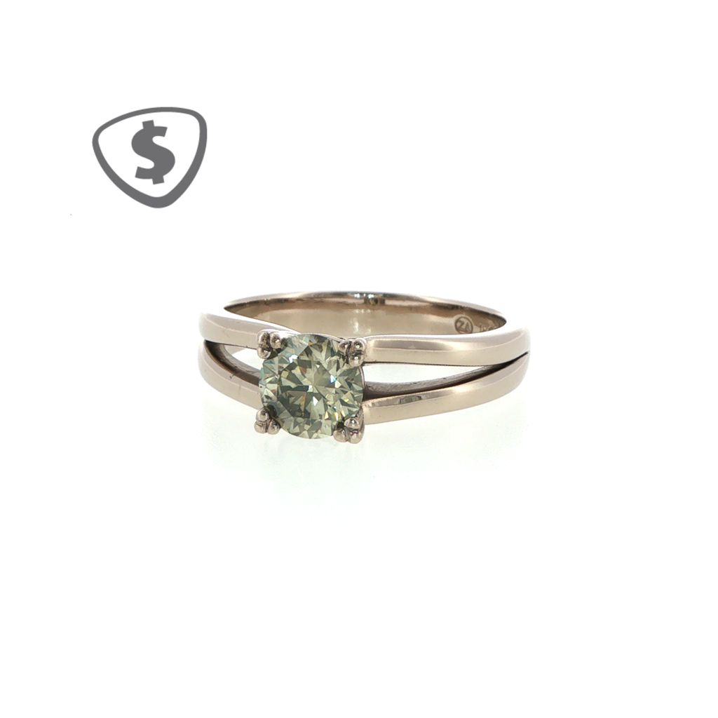 18ct White Gold Fancy Moissanite Solitaire Ring