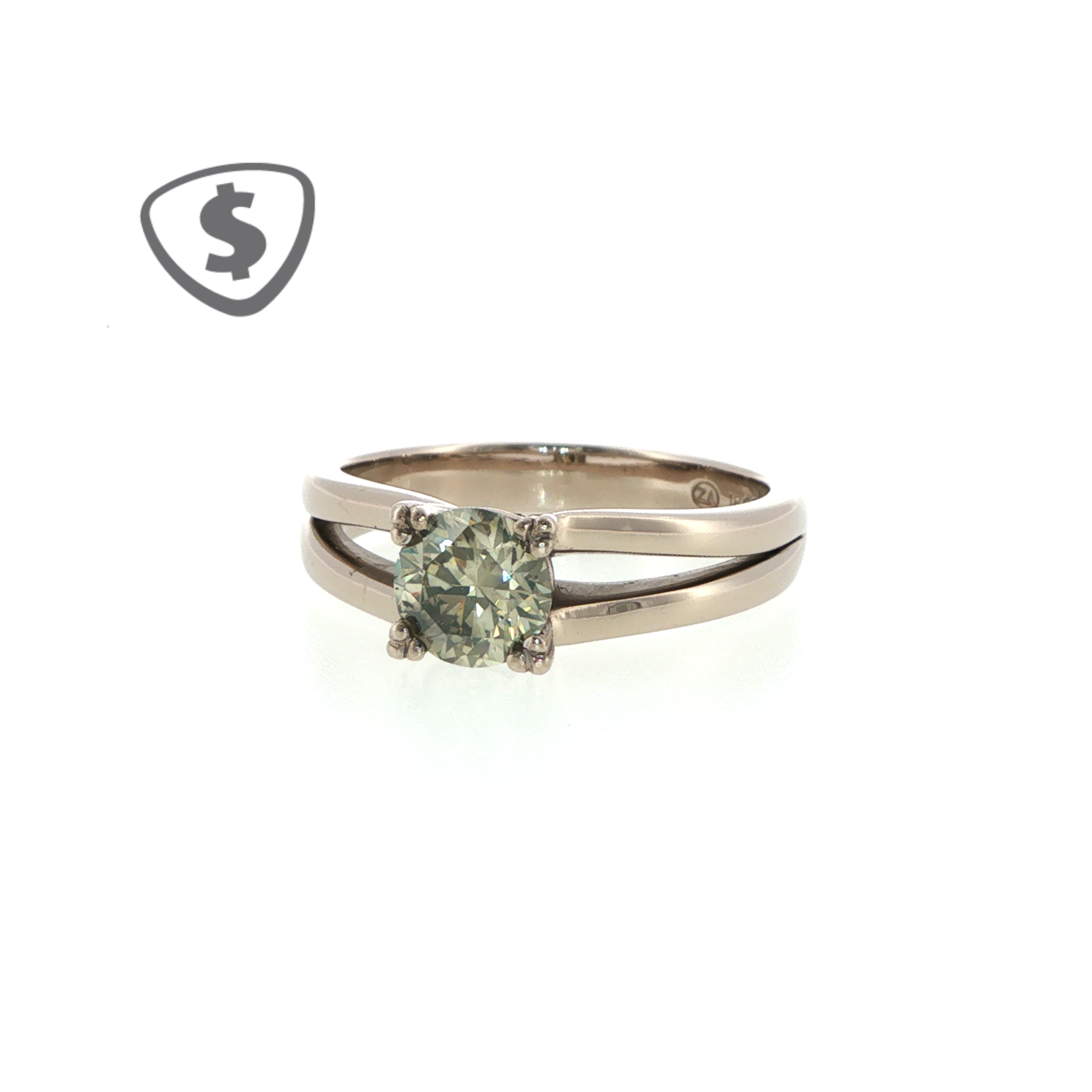 18ct White Gold Fancy Moissanite Solitaire Ring