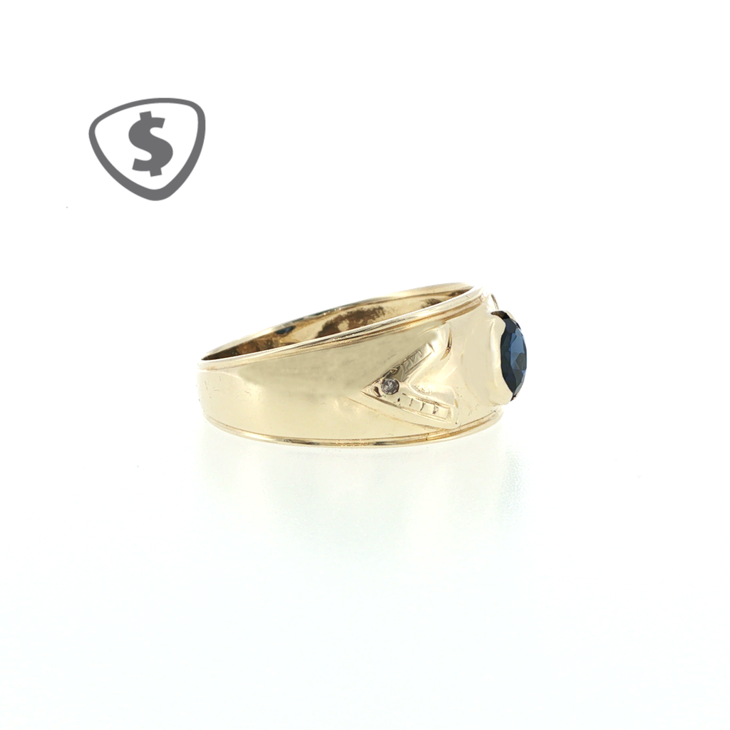 9ct Yellow Gold Royal Blue Sapphire Signet Ring