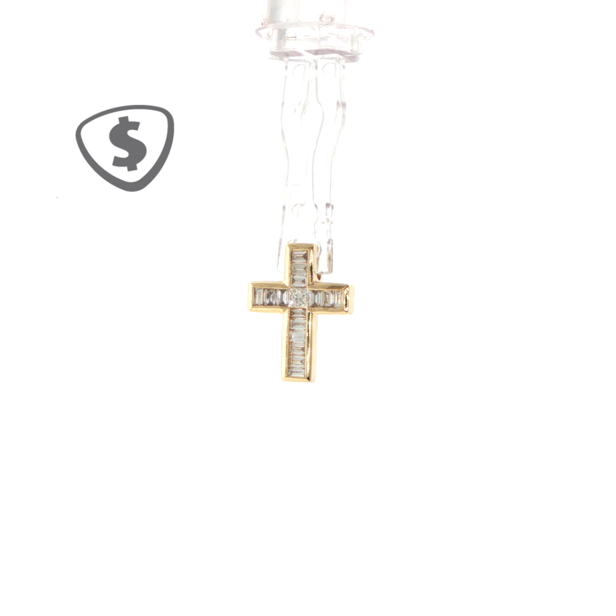 Baguette Diamond Cross Pendant in 18ct Yellow Gold