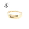 9ct Yellow Gold Diamond Signet Ring with Grooved Detailing