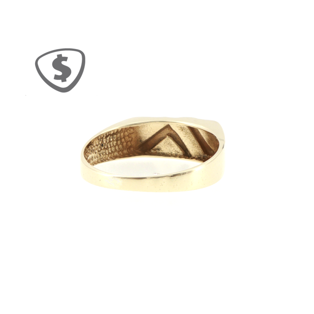 9ct Yellow Gold Textured Chevron Signet Ring