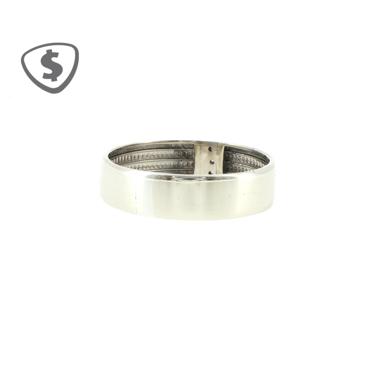 9ct White Gold Grooved Band Ring with Three Diamonds