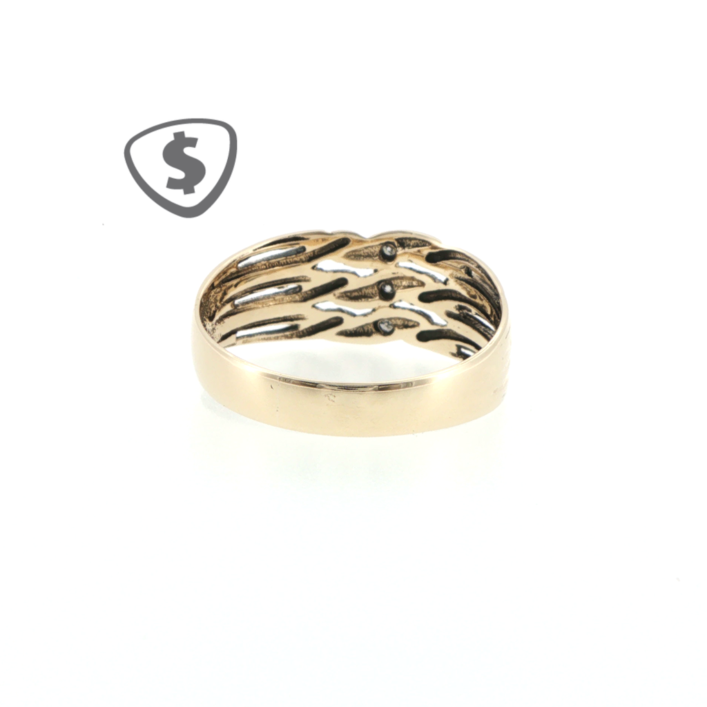 9ct Yellow Gold Interlocking Diamond Band Ring