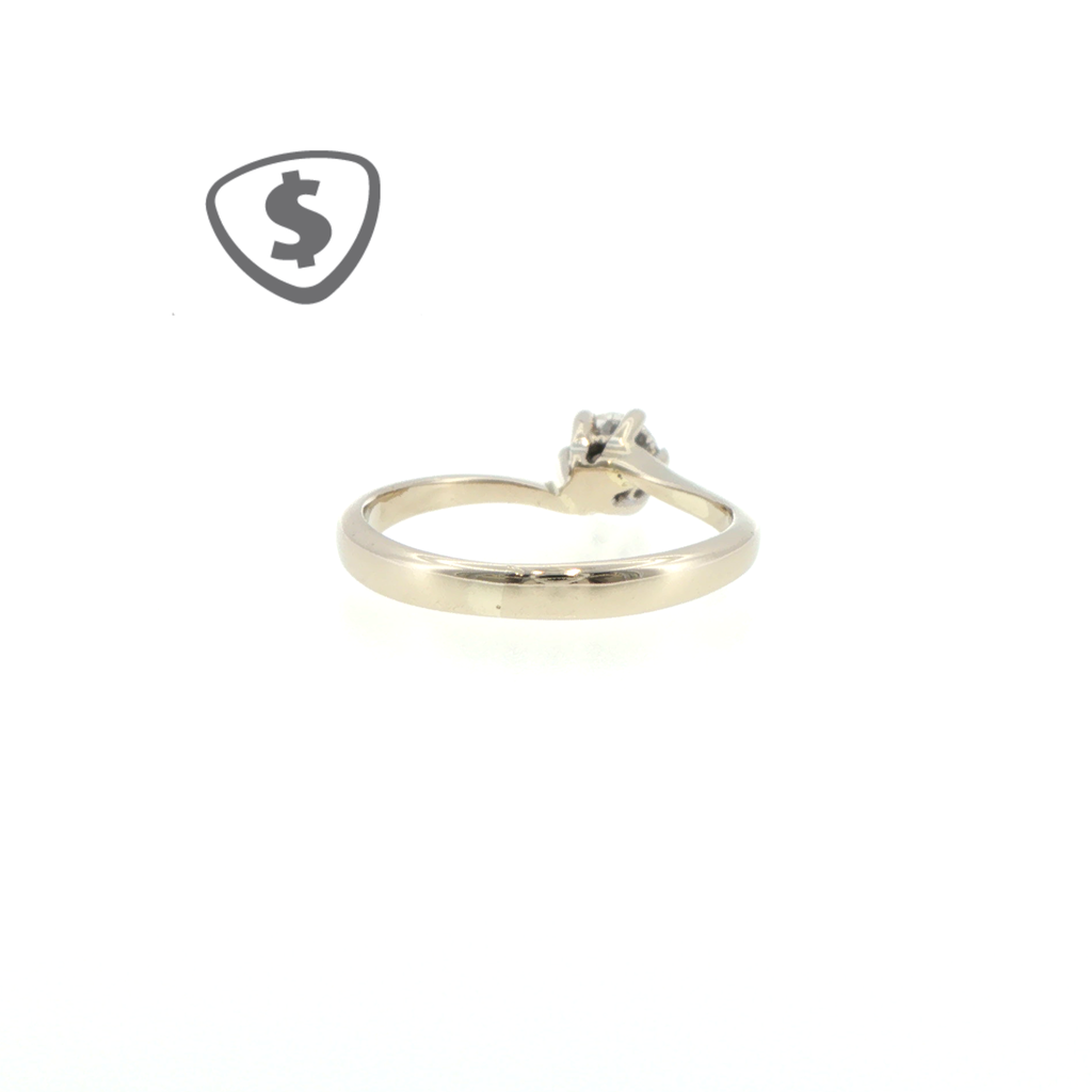 18ct White Gold Diamond Solitaire Ring with Bypass Shank