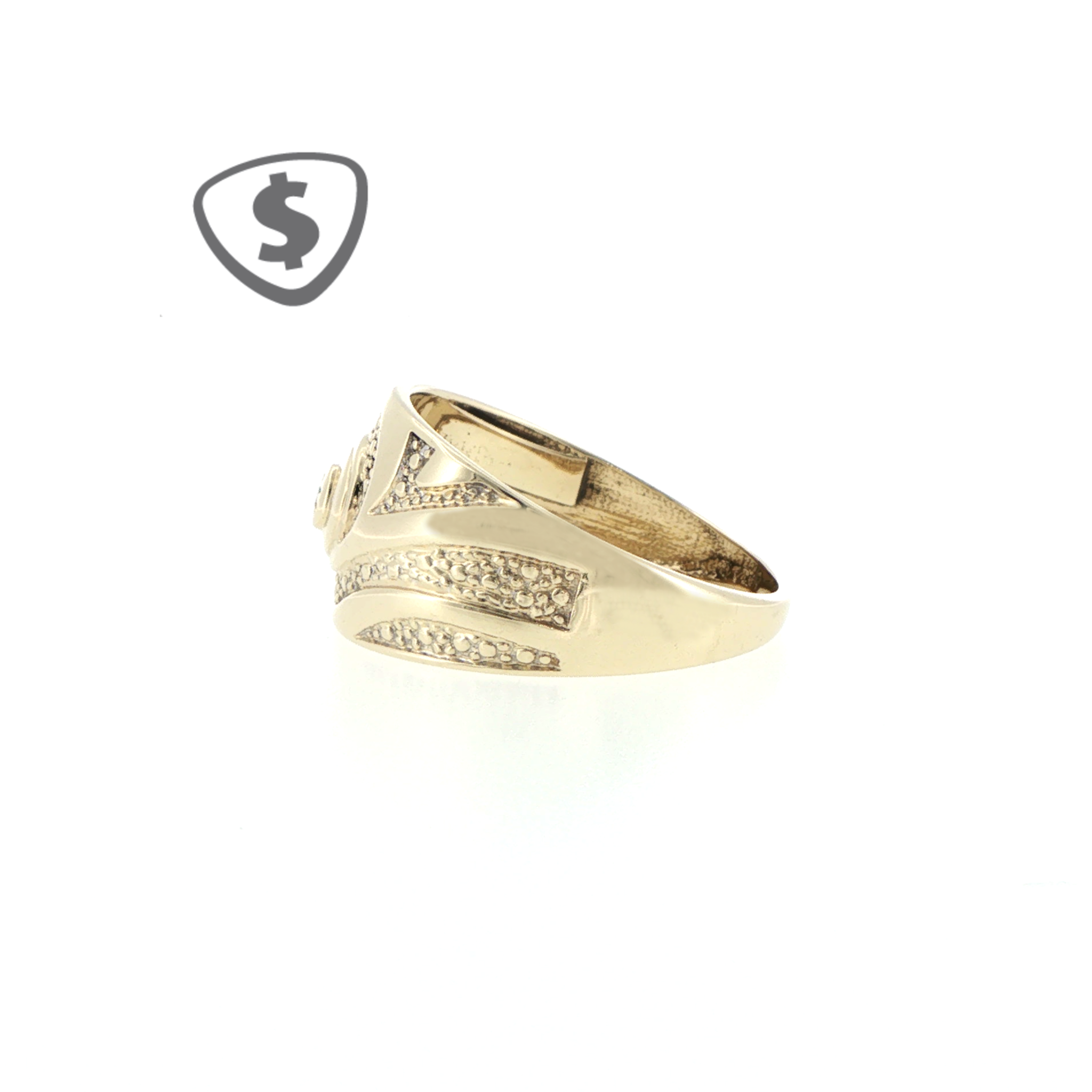 9ct Yellow Gold Diamond Swirl Signet Ring