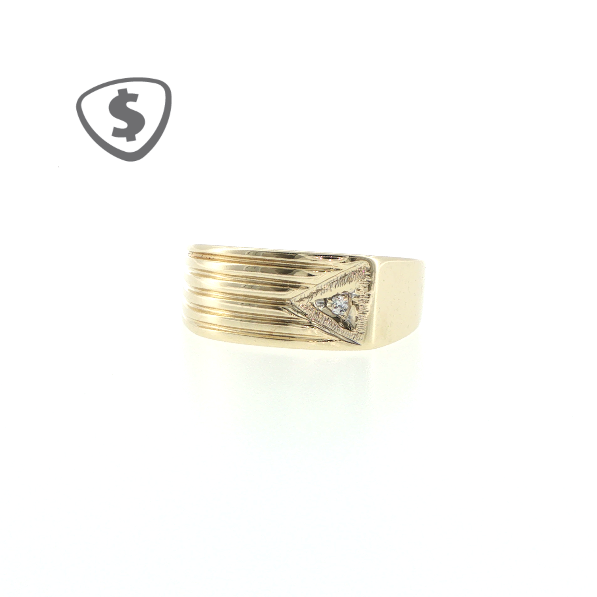 9ct Yellow Gold Signet Ring with Grooved Detailing