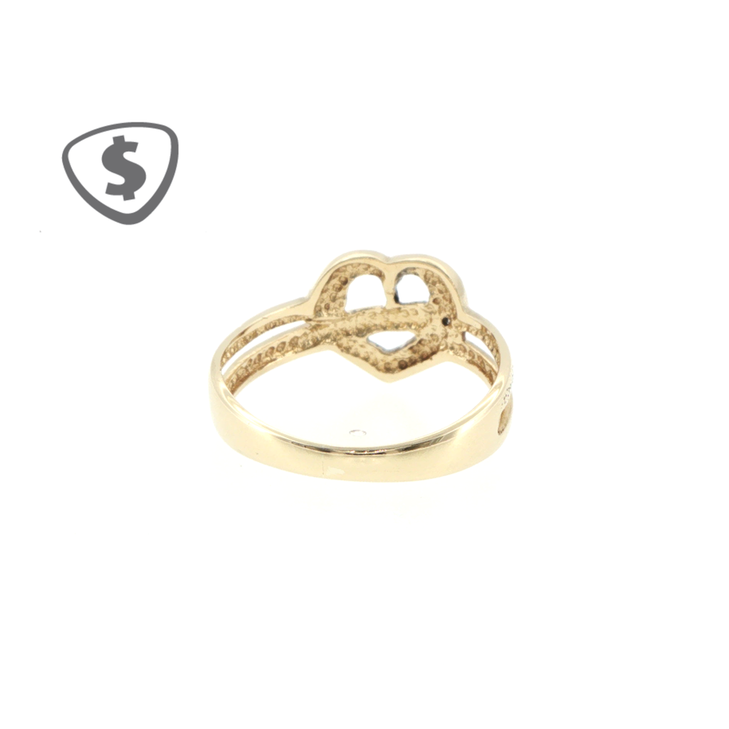 9ct Yellow Gold Textured Open Heart Ring