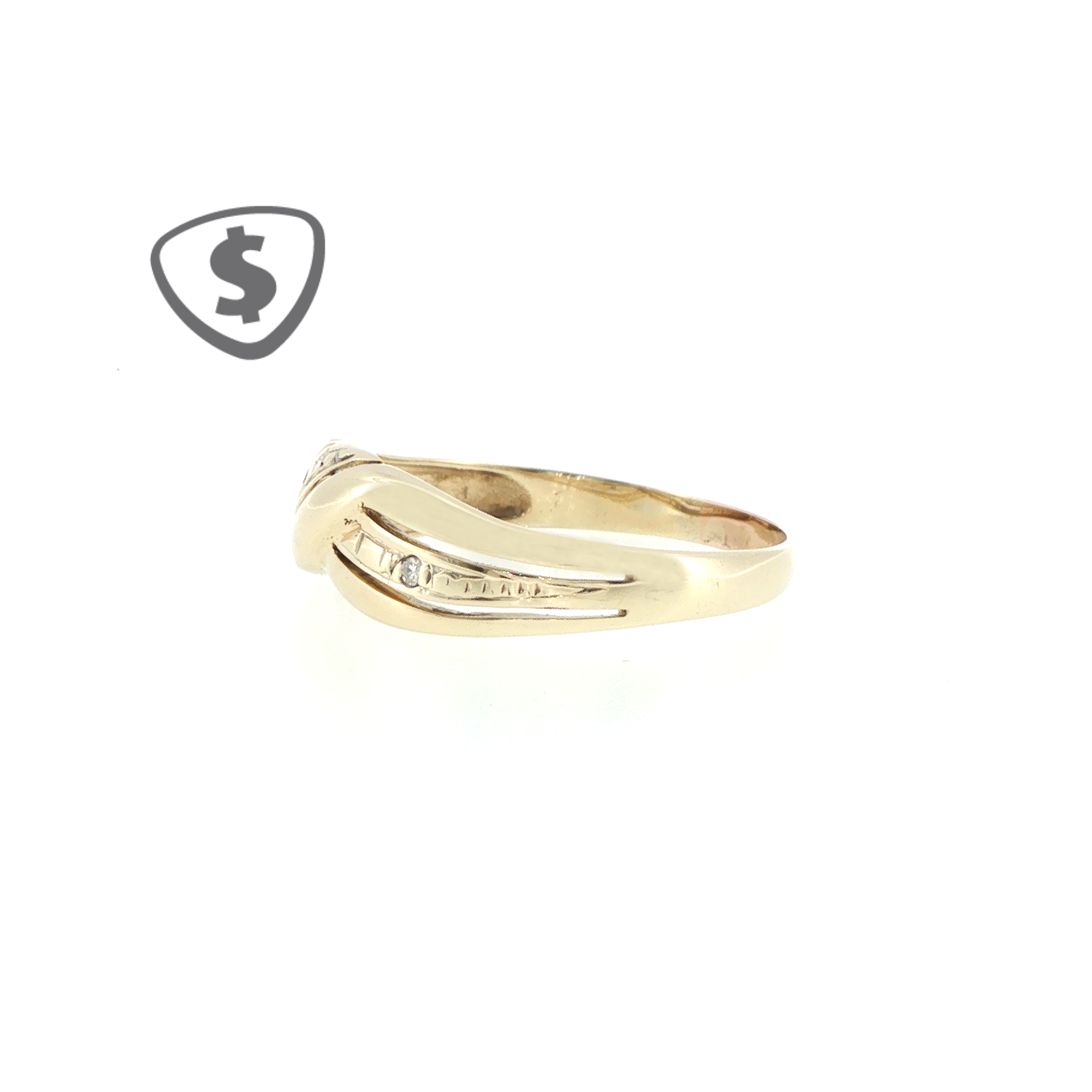 9ct Yellow Gold Diamond Accent Crossover Band Ring