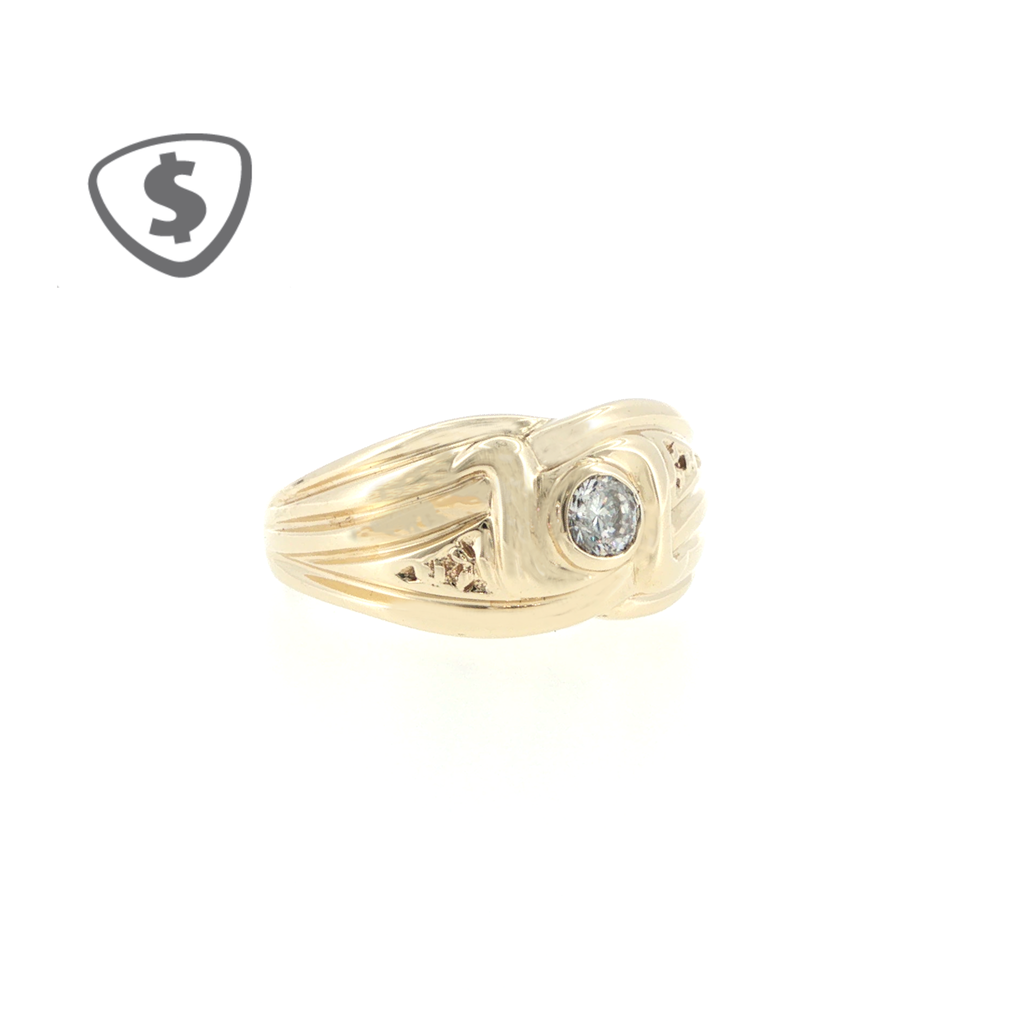 9ct Yellow Gold Solitaire Ring with Ribbed Swirl Setting