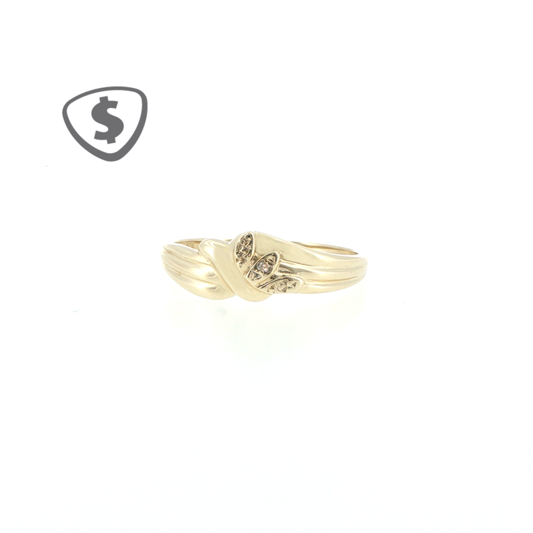 9ct Yellow Gold Diamond Accent Bypass Band Ring