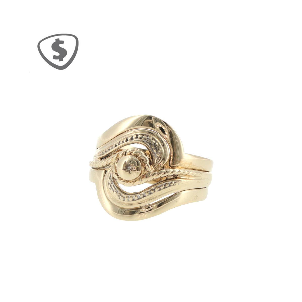 9ct Yellow Gold Diamond Swirl Stackable Ring Set