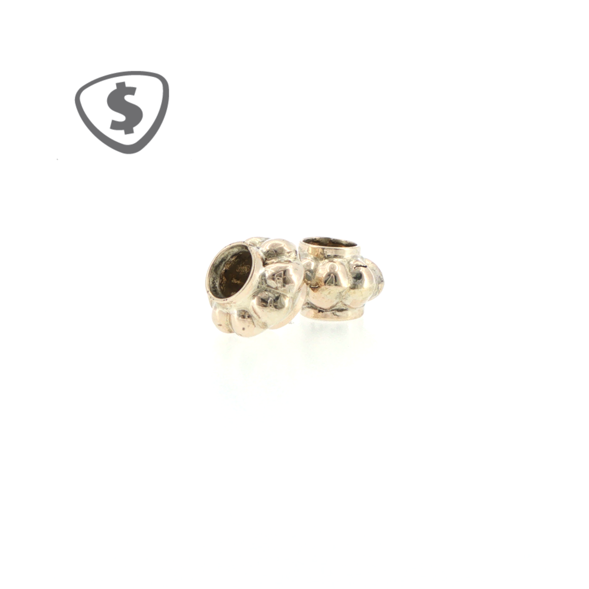Textured Scalloped Spacer Beads Pair in 9ct White Gold (like Pandora)