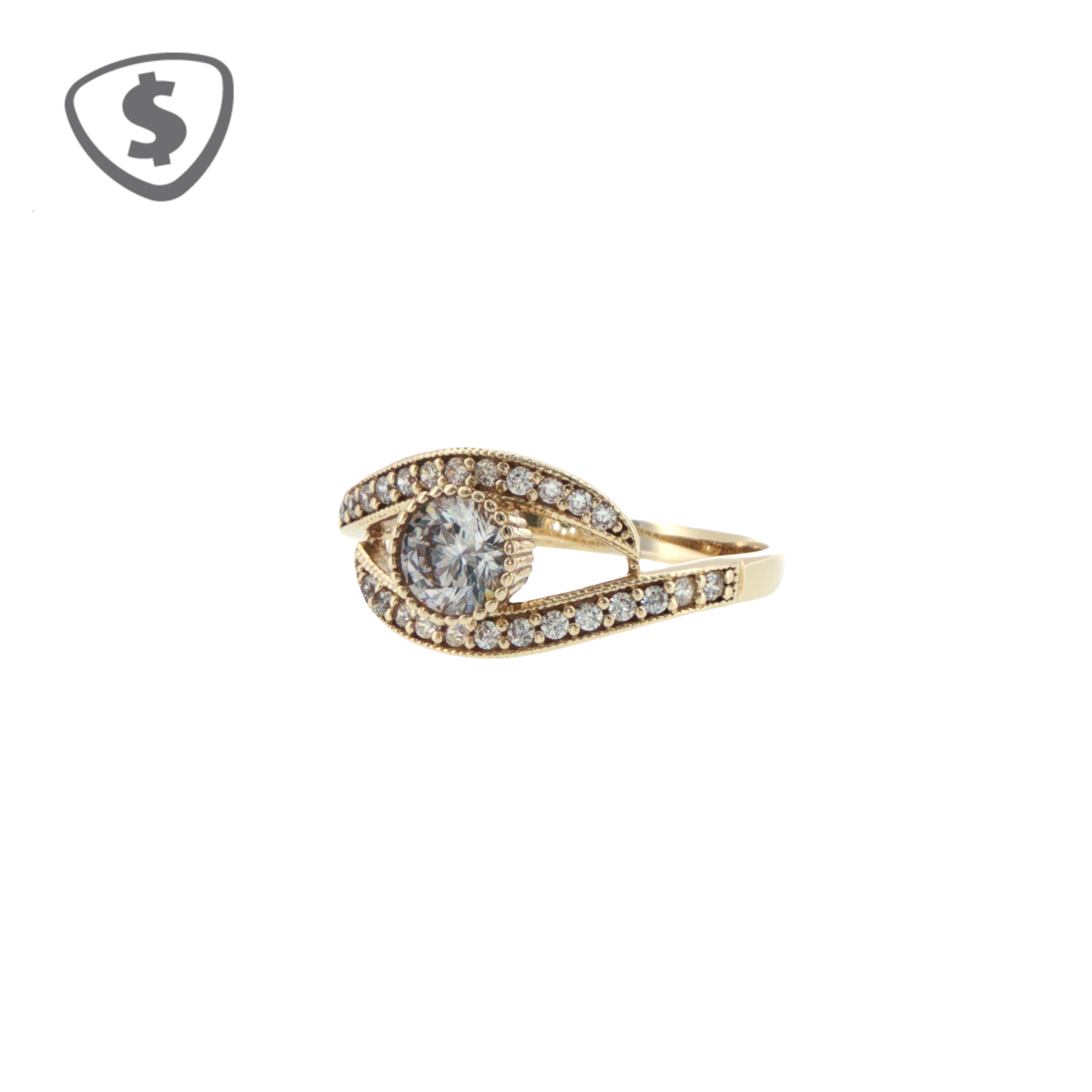 9ct Yellow Gold Diamond Bypass Ring with Milgrain Detailing