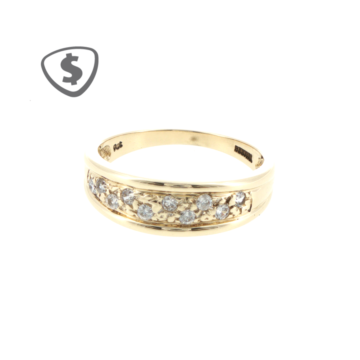 9ct Yellow Gold CZ Scattered Channel Band Ring
