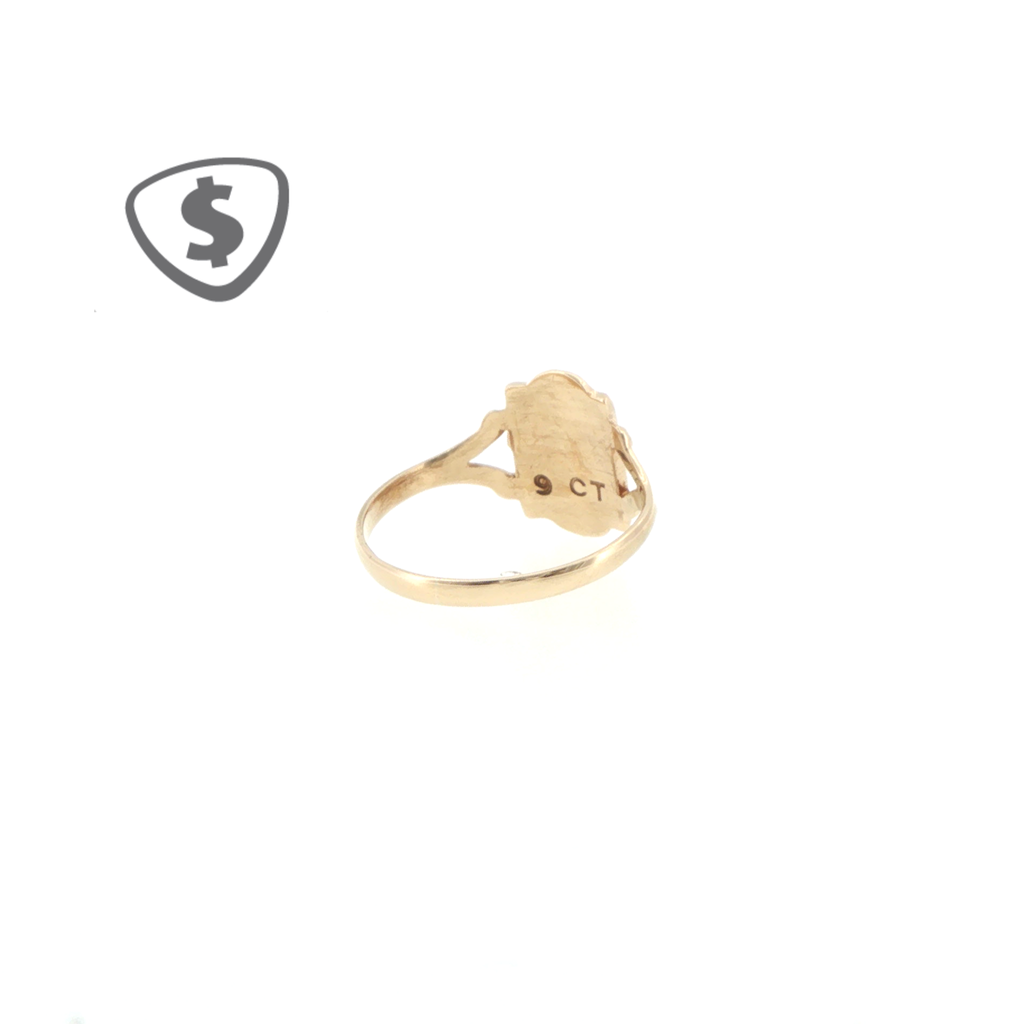 Engraved Shield Signet Ring in 9ct Yellow Gold for Girls