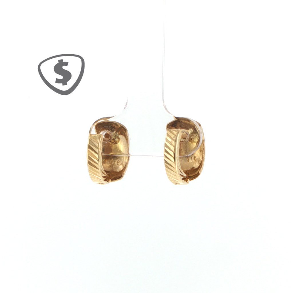 Textured Diamond-Cut 18ct Yellow Gold Hoop Earrings