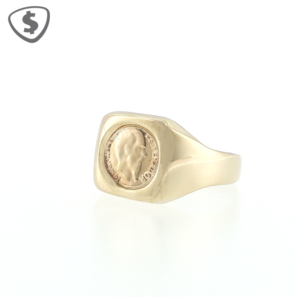 9ct Yellow Gold Coin Motif Signet Ring