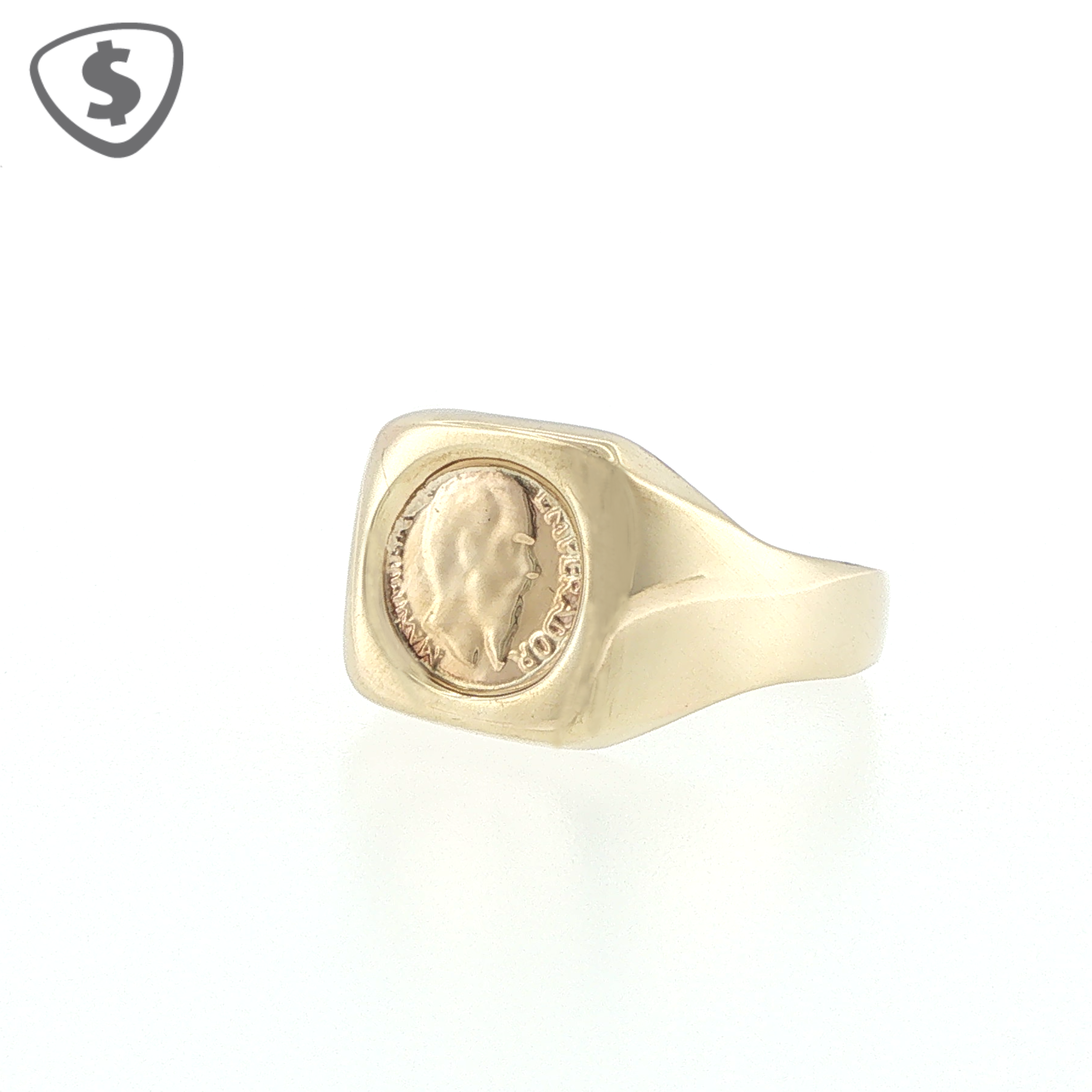 9ct Yellow Gold Coin Motif Signet Ring