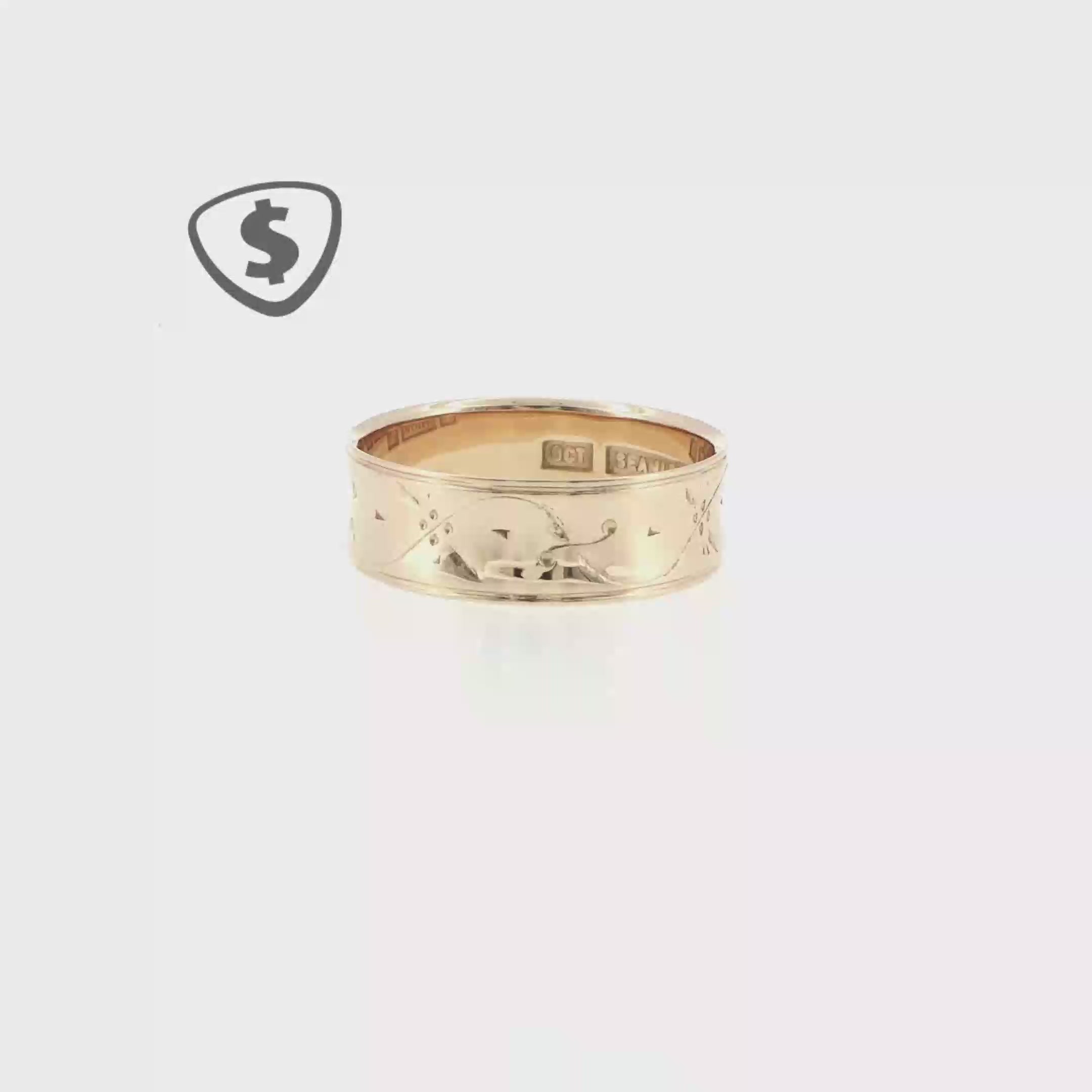 9ct Yellow Gold Engraved Band Ring