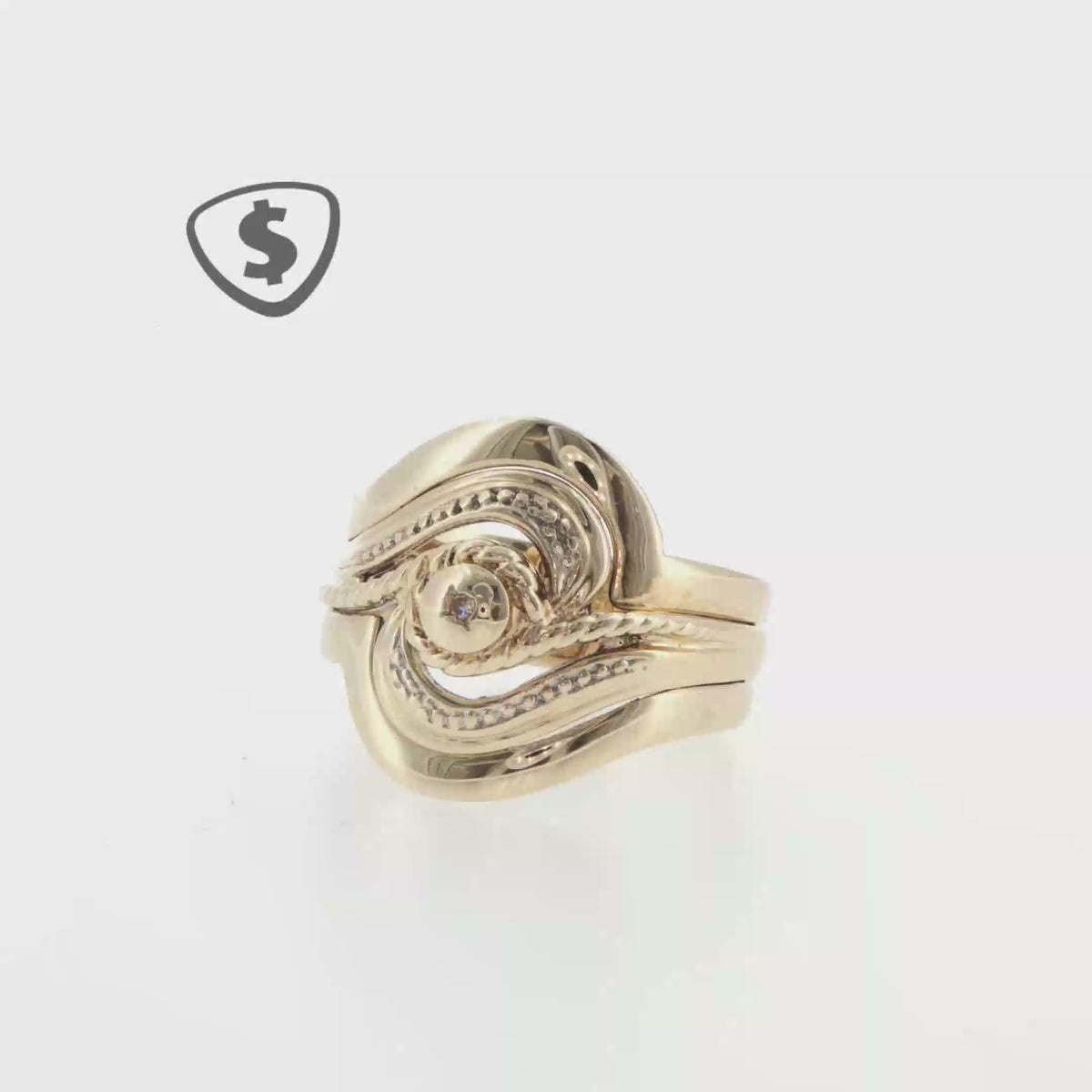 9ct Yellow Gold Diamond Swirl Stackable Ring Set