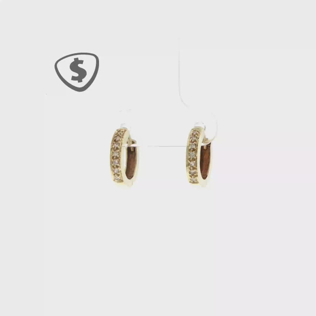 Diamond Set 14ct Yellow Gold Hoop Earrings