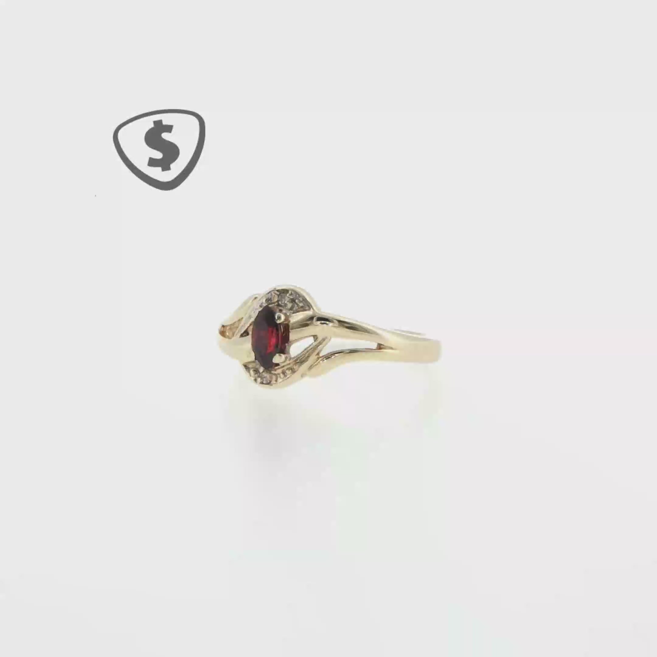 Marquise Garnet Bypass Ring in 9ct Yellow Gold
