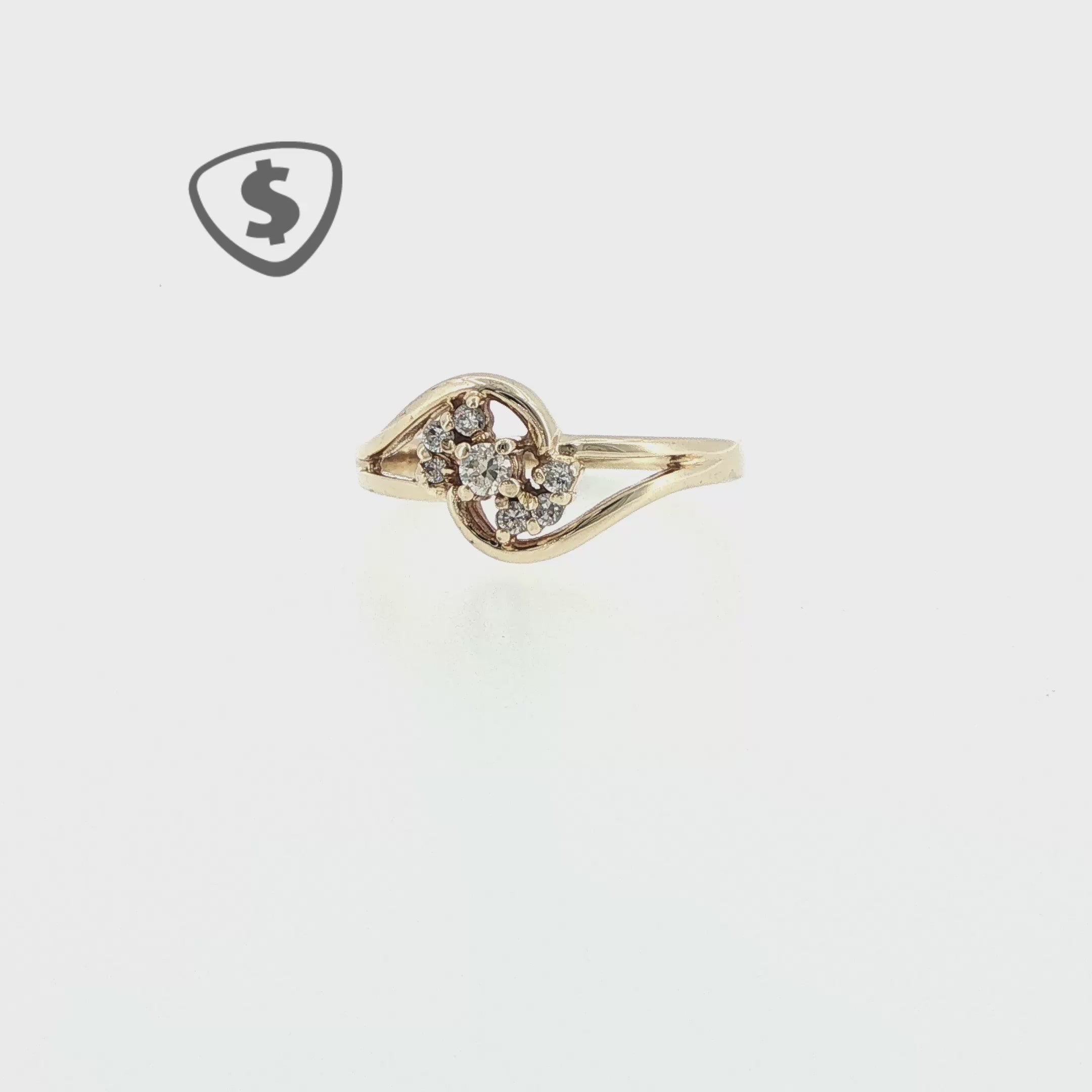 9ct Yellow Gold Diamond Bypass Cluster Ring