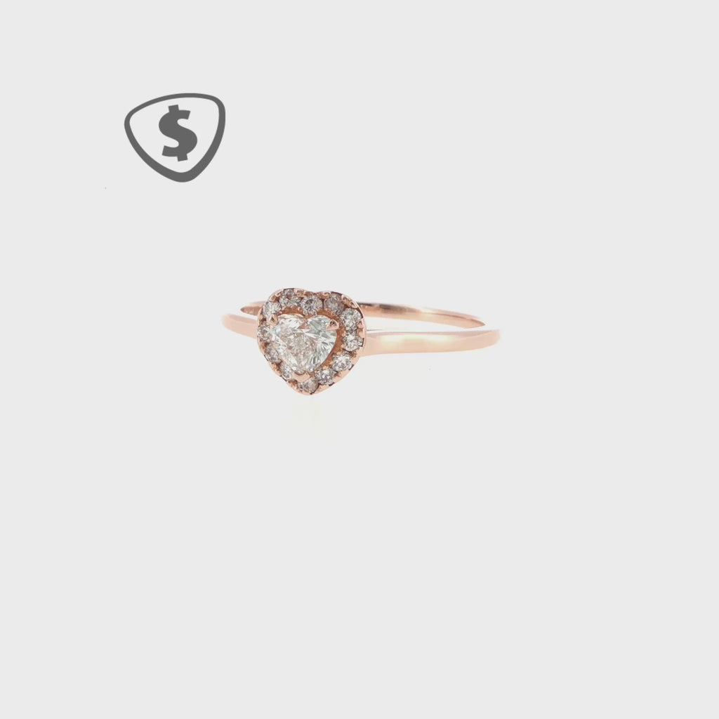 Heart-Shaped Diamond Halo Ring in 18ct Rose Gold