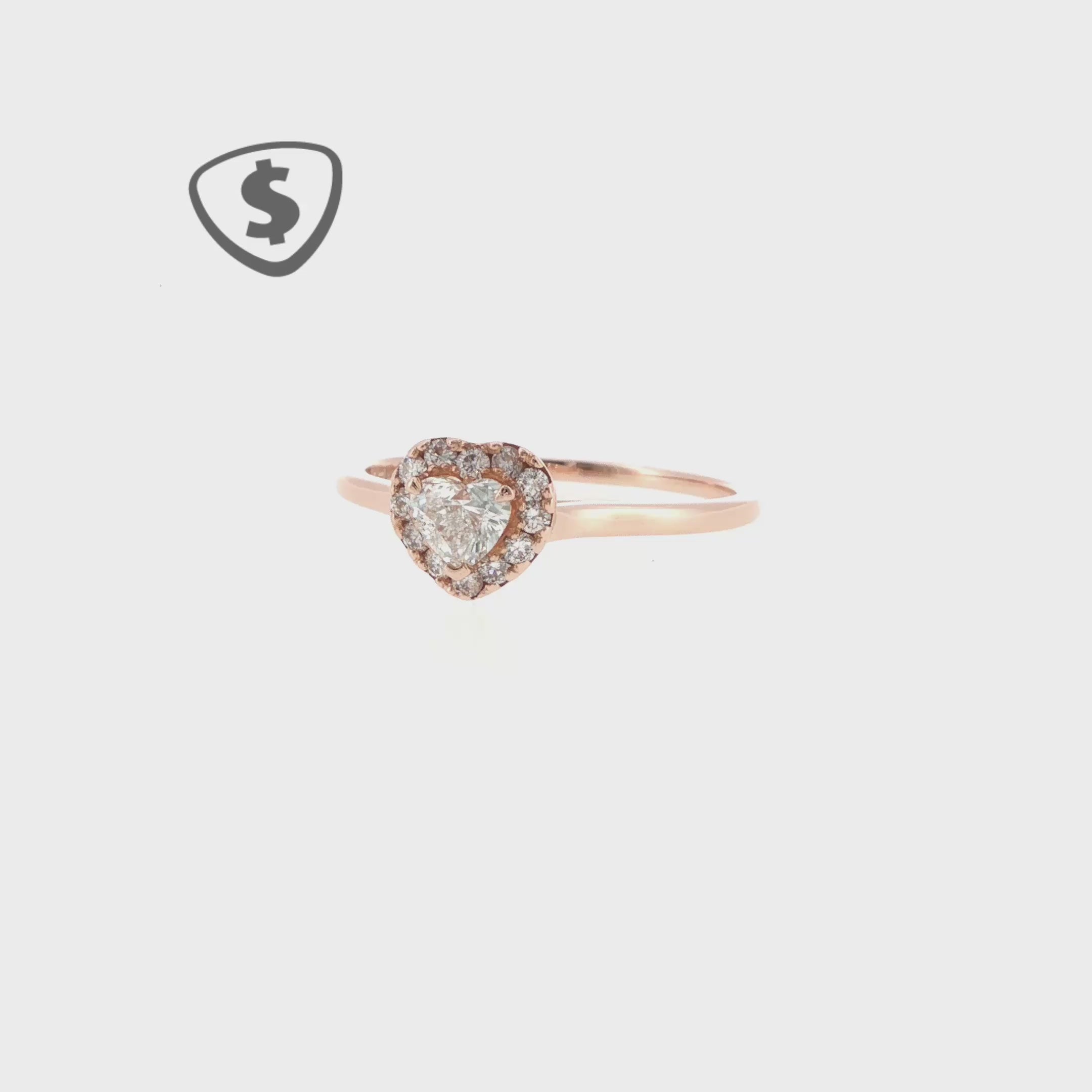 Heart-Shaped Diamond Halo Ring in 18ct Rose Gold