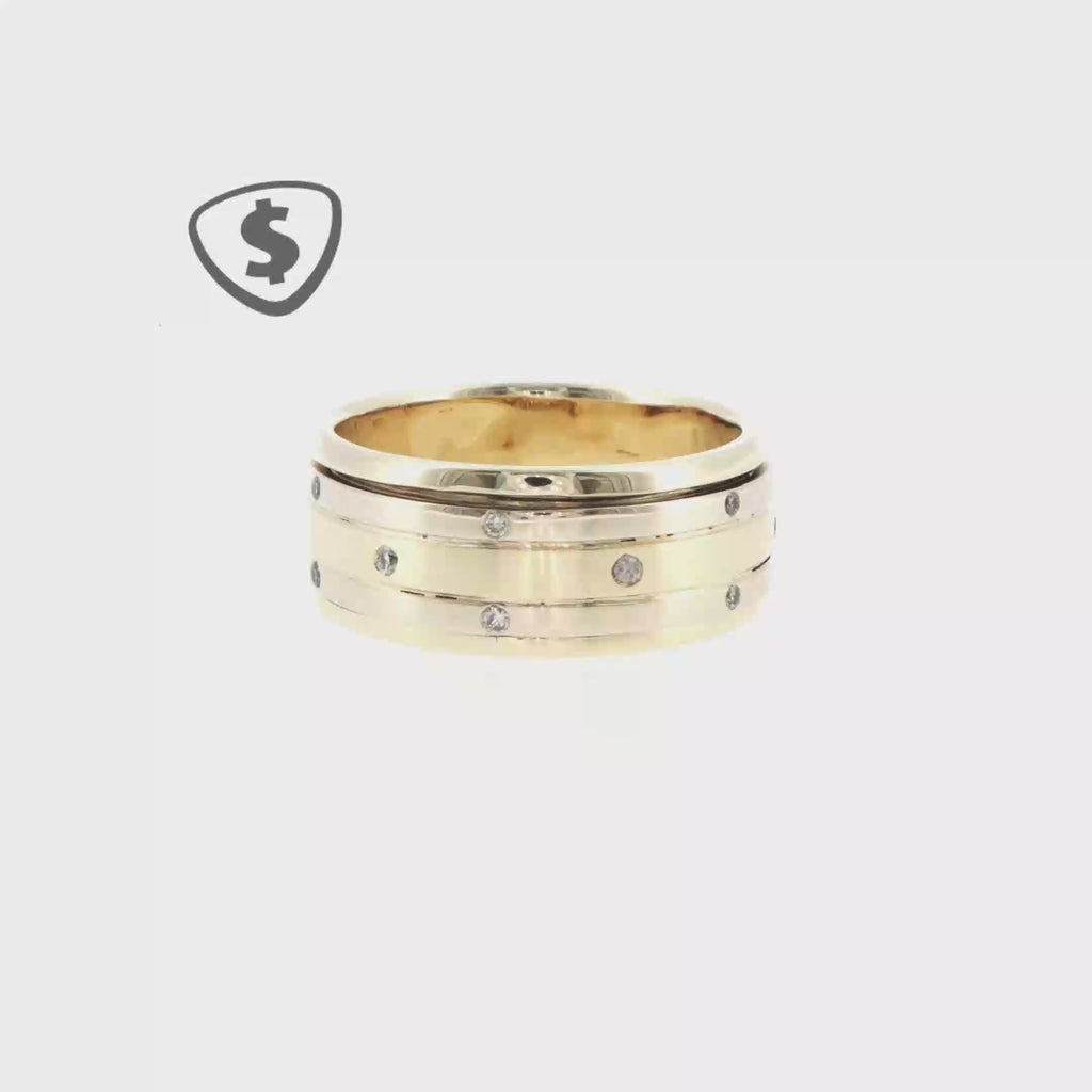 9ct Yellow Gold Diamond Accent Spinner Ring