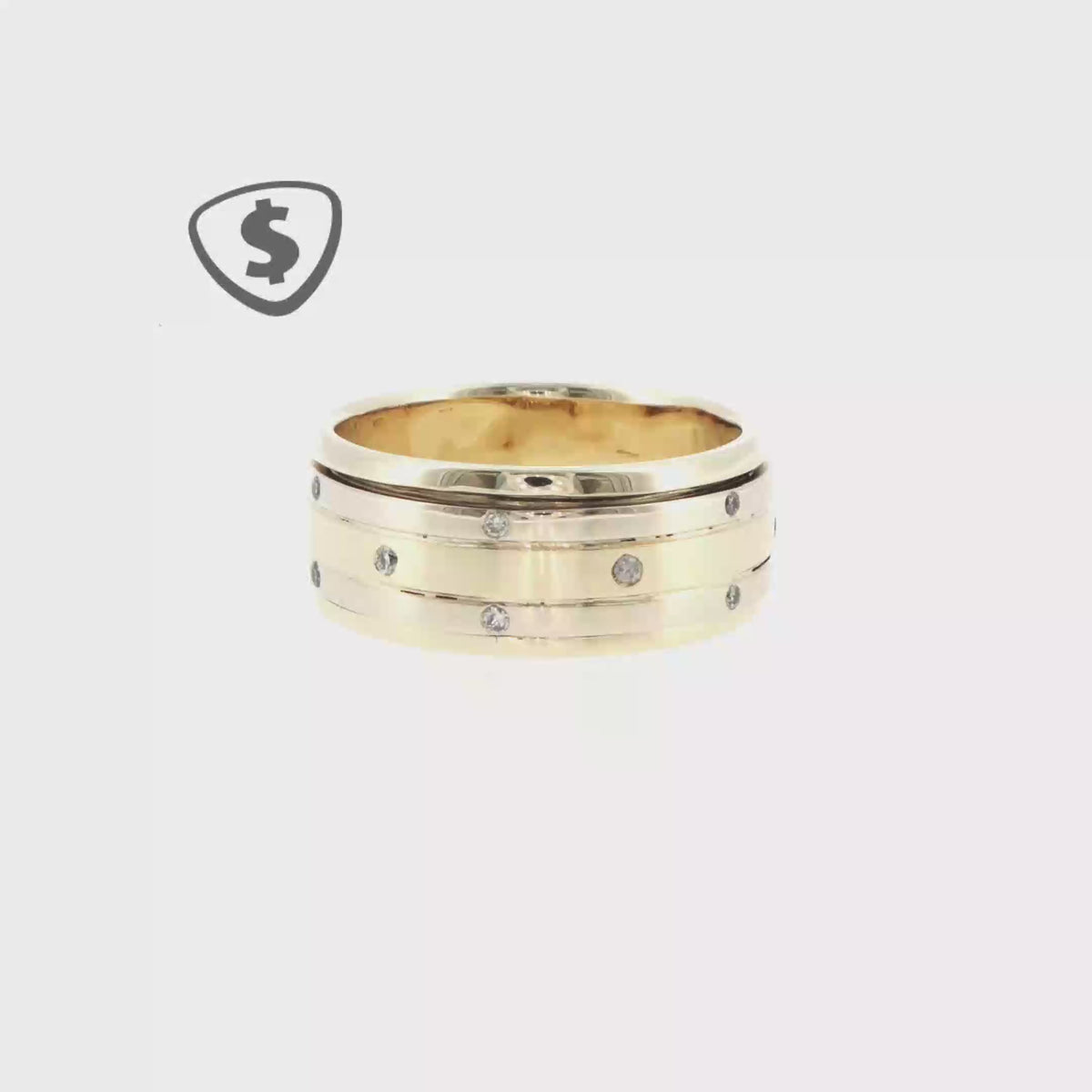 9ct Yellow Gold Diamond Accent Spinner Ring