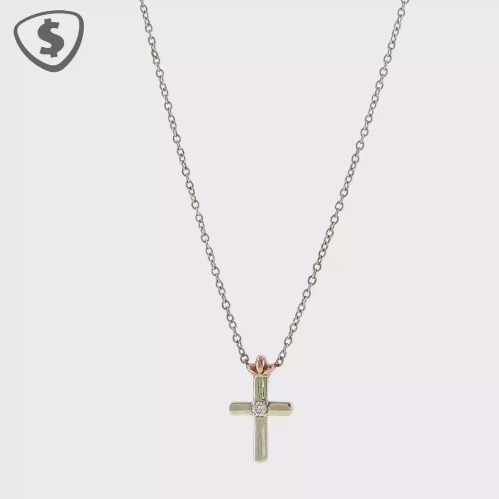 9ct White Gold Cross Pendant Necklace