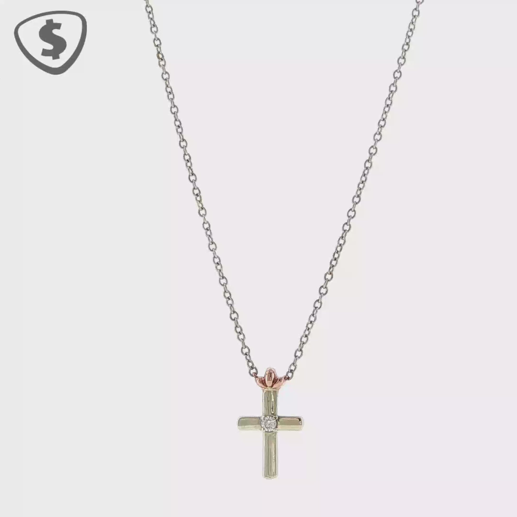 9ct White Gold Cross Pendant Necklace