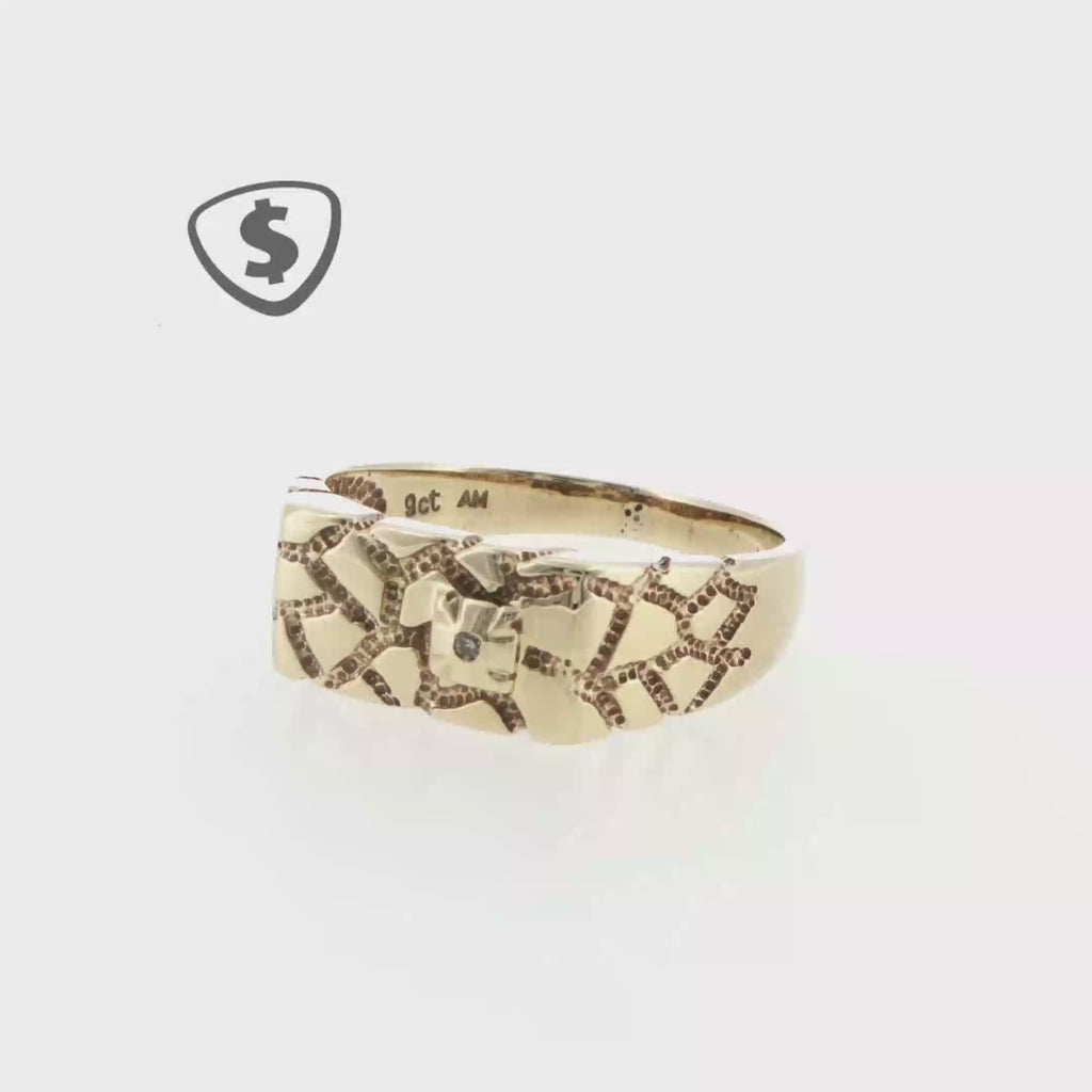 Textured 9ct Yellow Gold Signet Ring