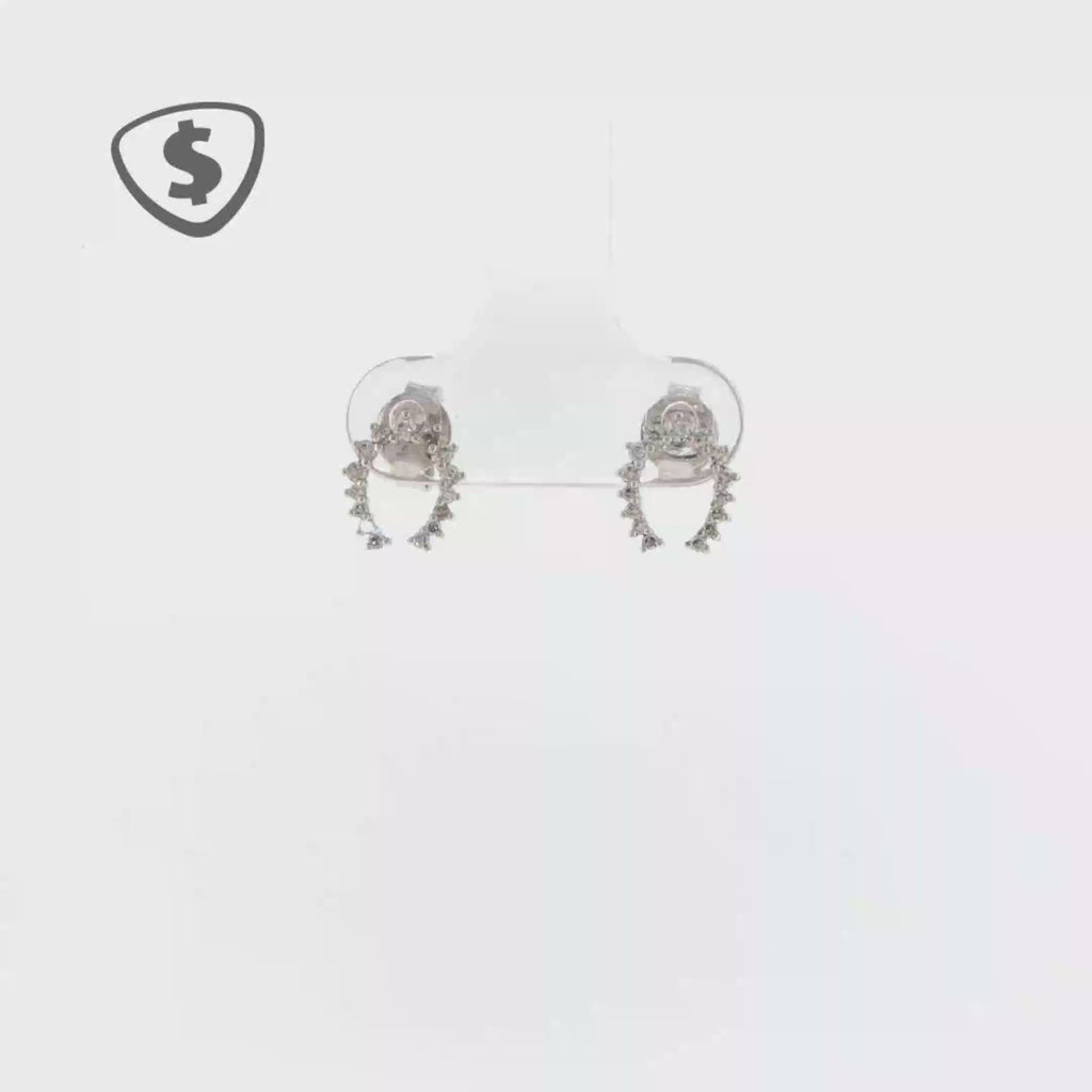 9ct White Gold Diamond Crescent Stud Earrings