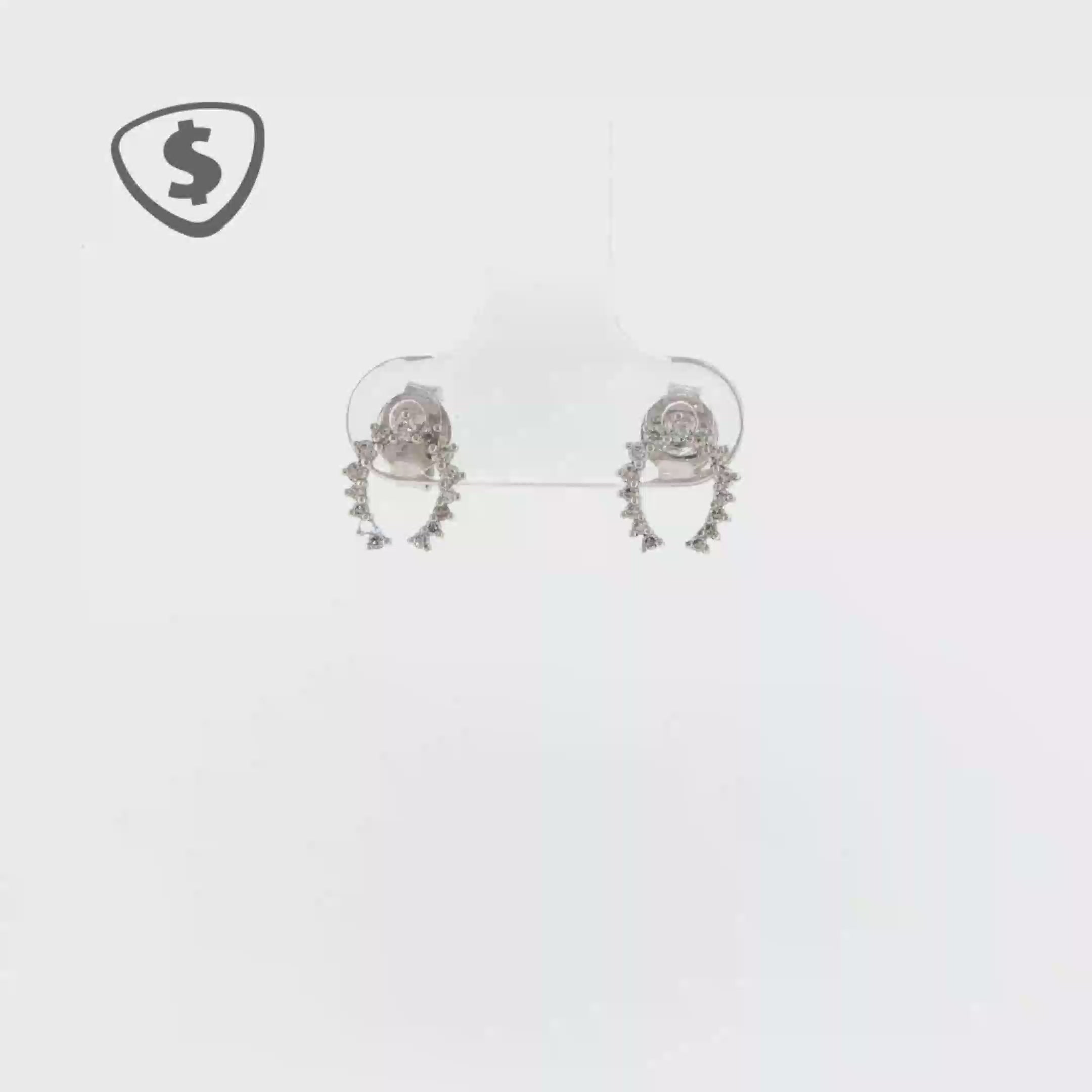 9ct White Gold Diamond Crescent Stud Earrings
