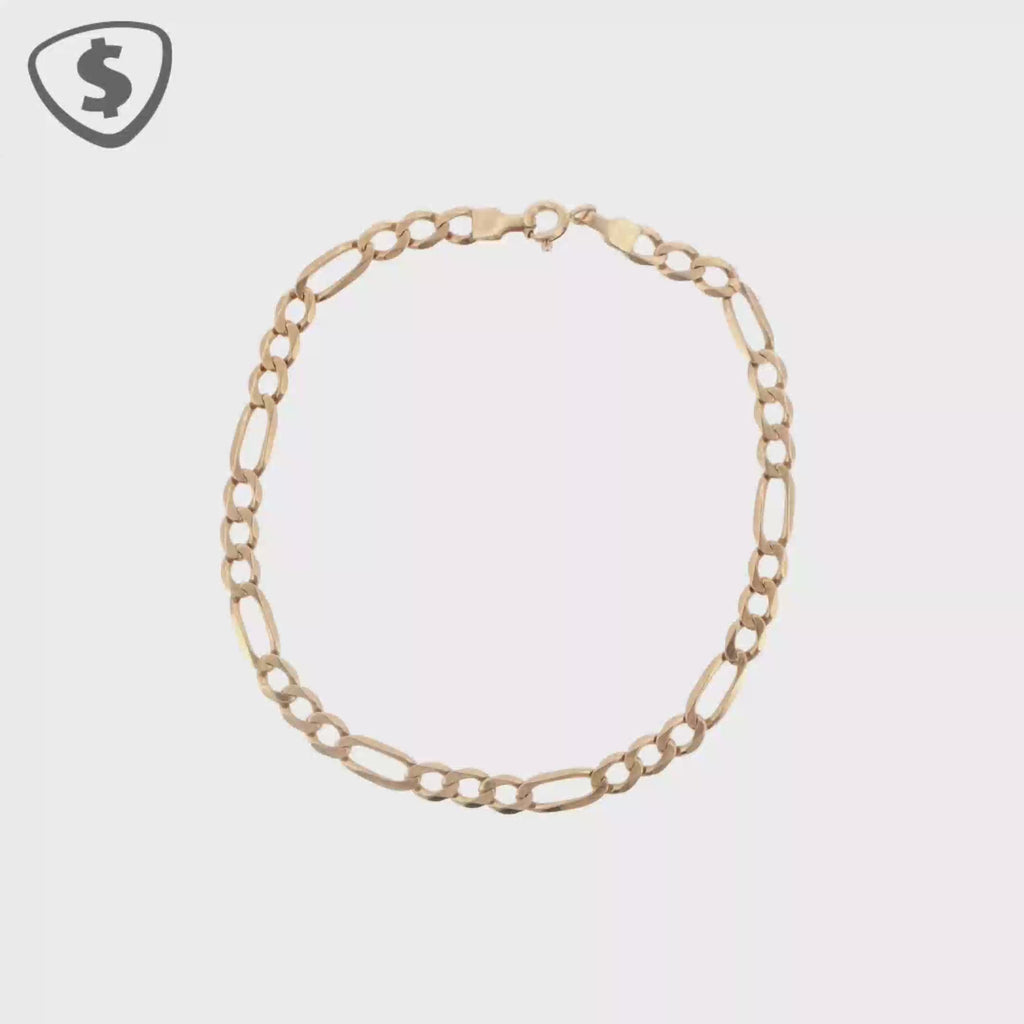 Classic Figaro Link Chain Bracelet in 9ct Yellow Gold